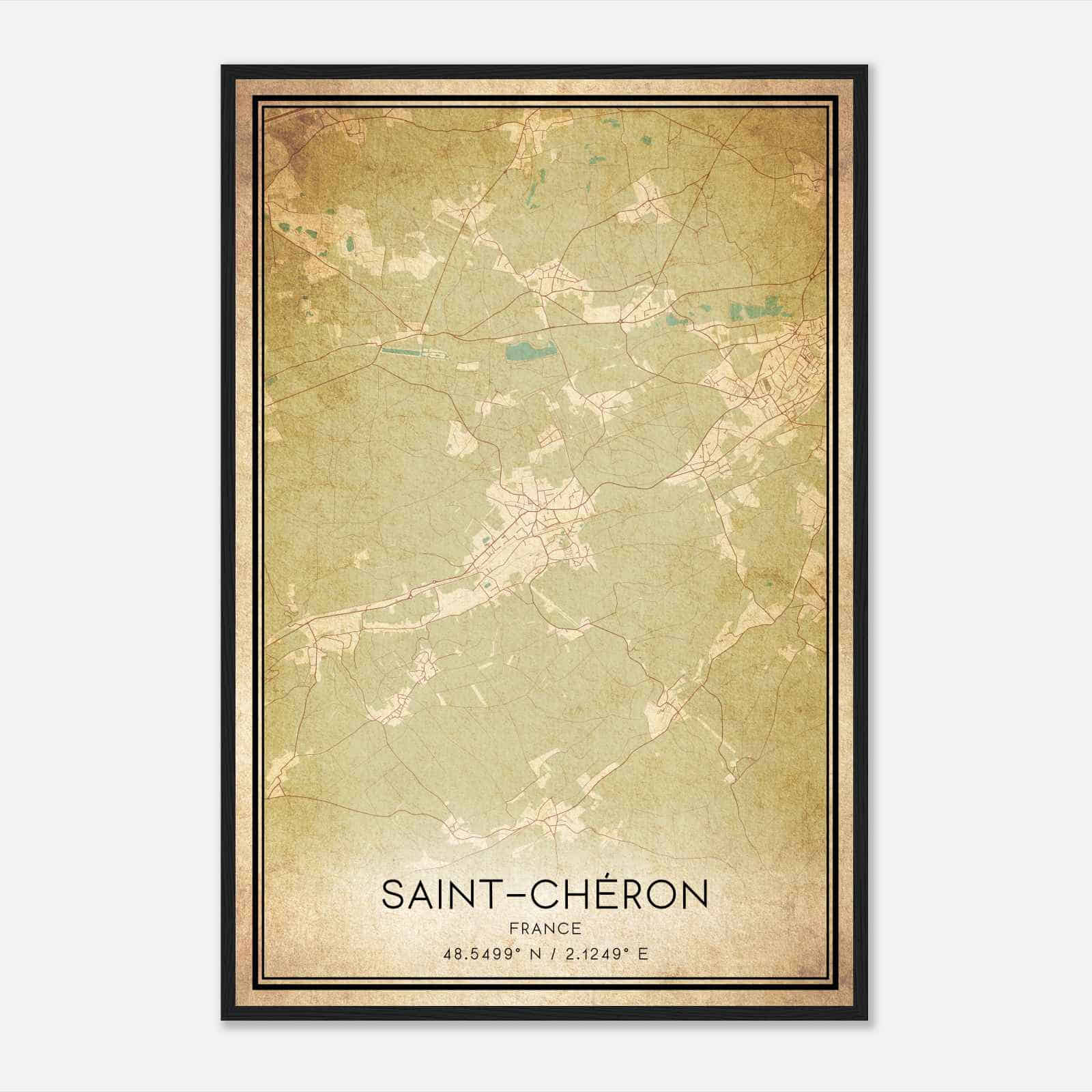 Vintage Saint-Cheron France Map Poster, Saint-Cheron City Road Wall Art Print