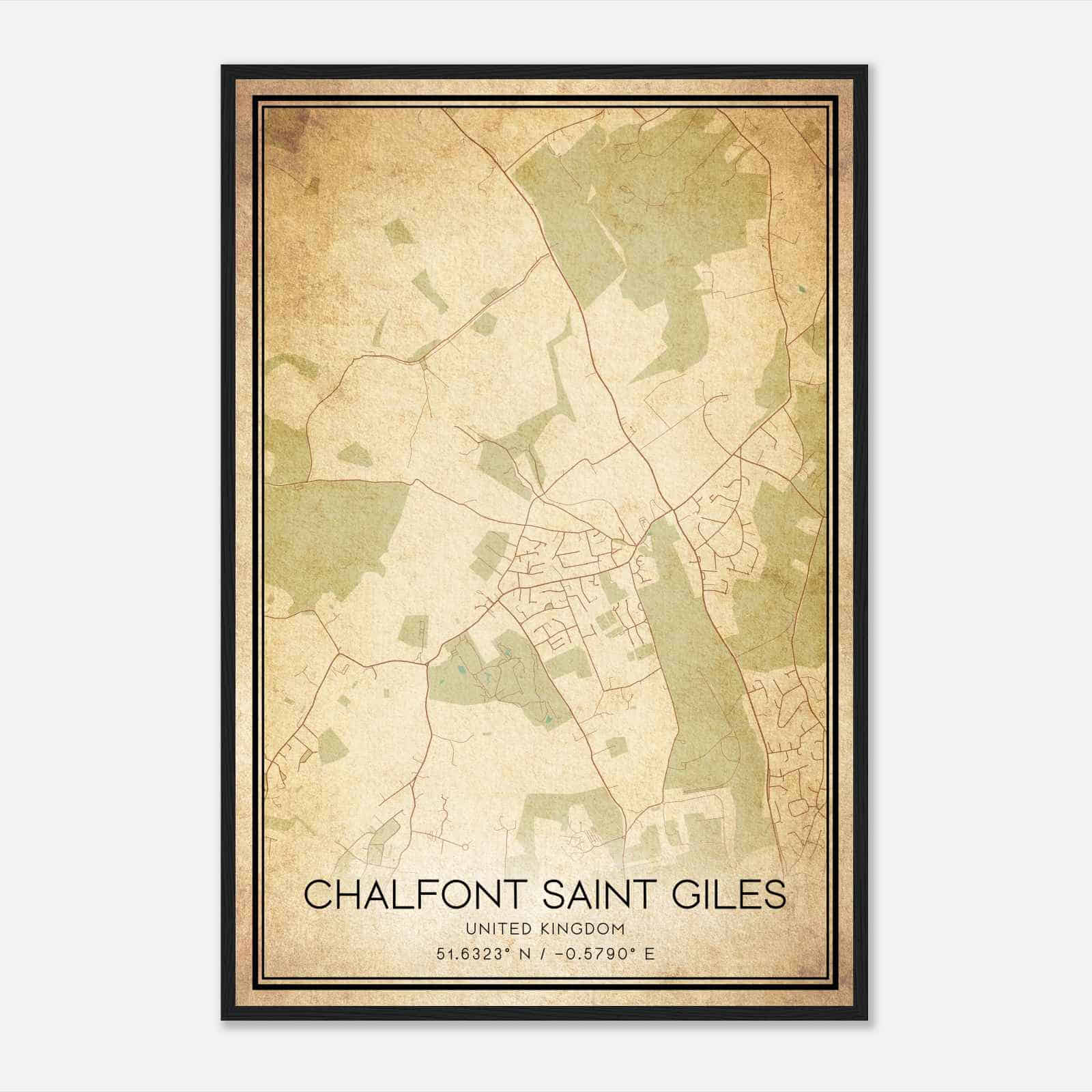 Vintage Chalfont Saint Giles United Kingdom Map Poster, Chalfont Saint Giles City Road Wall Art Print