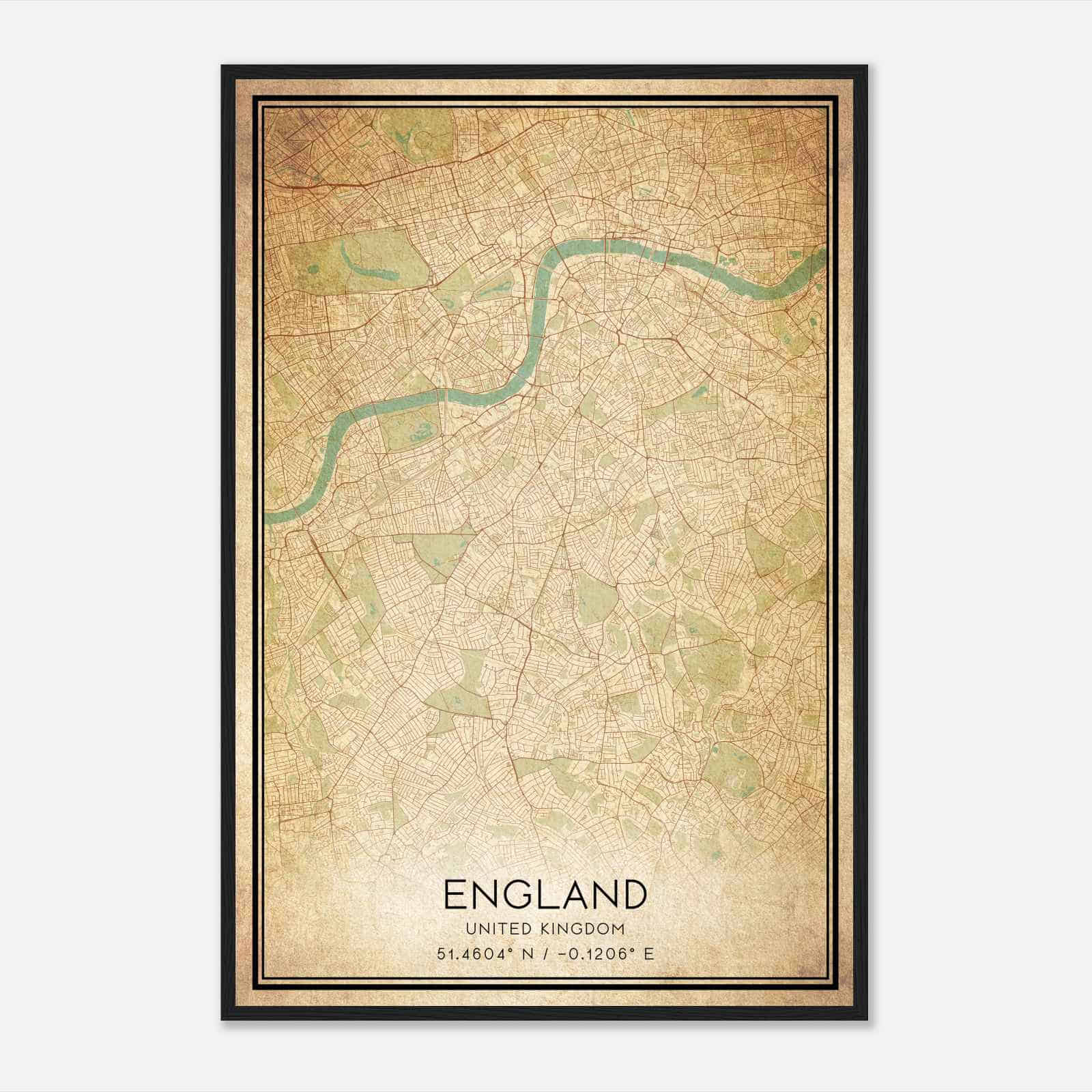 Vintage Lambeth United Kingdom Map Poster, Lambeth City Road Wall Art Print
