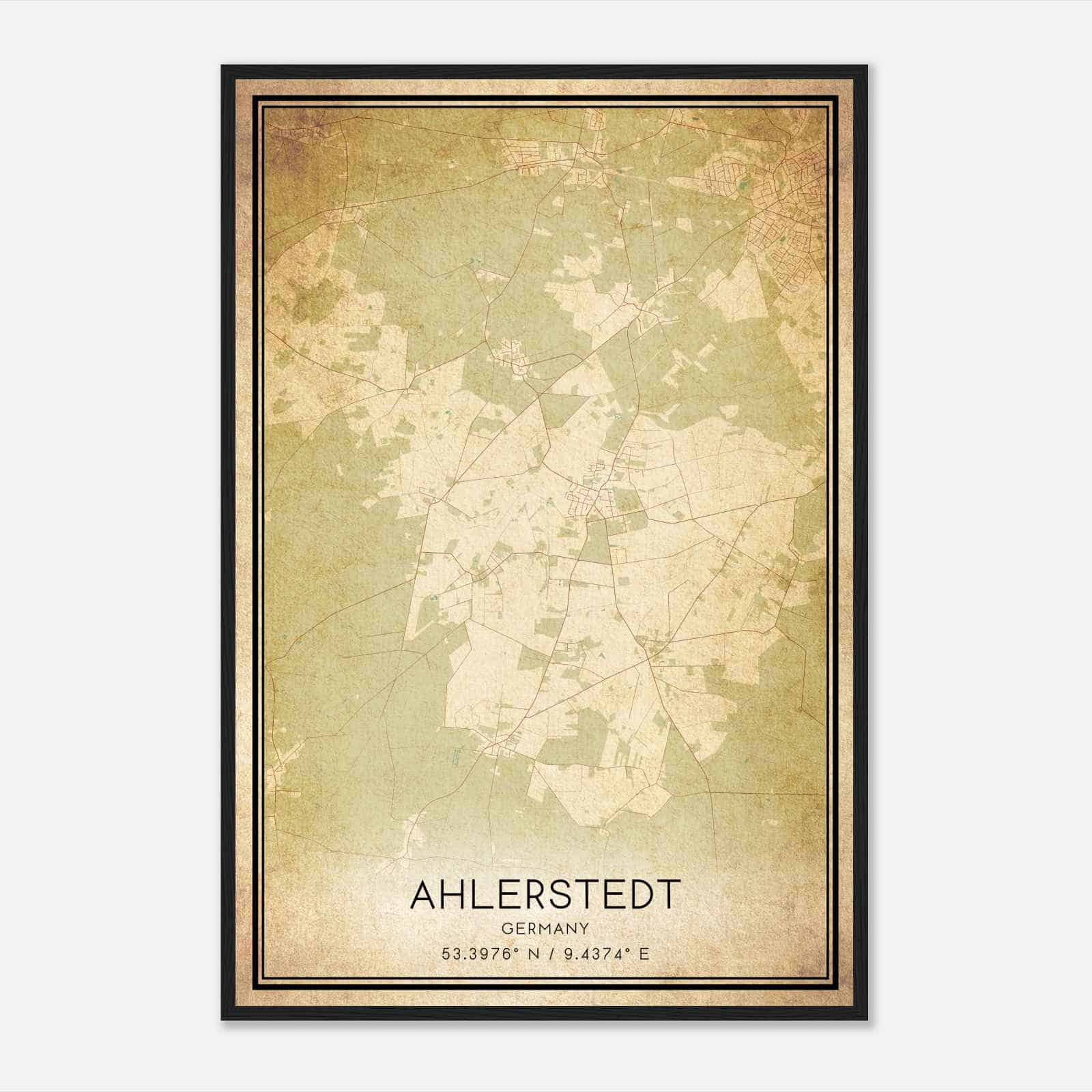 Vintage Ahlerstedt Germany Map Poster, Ahlerstedt City Road Wall Art Print