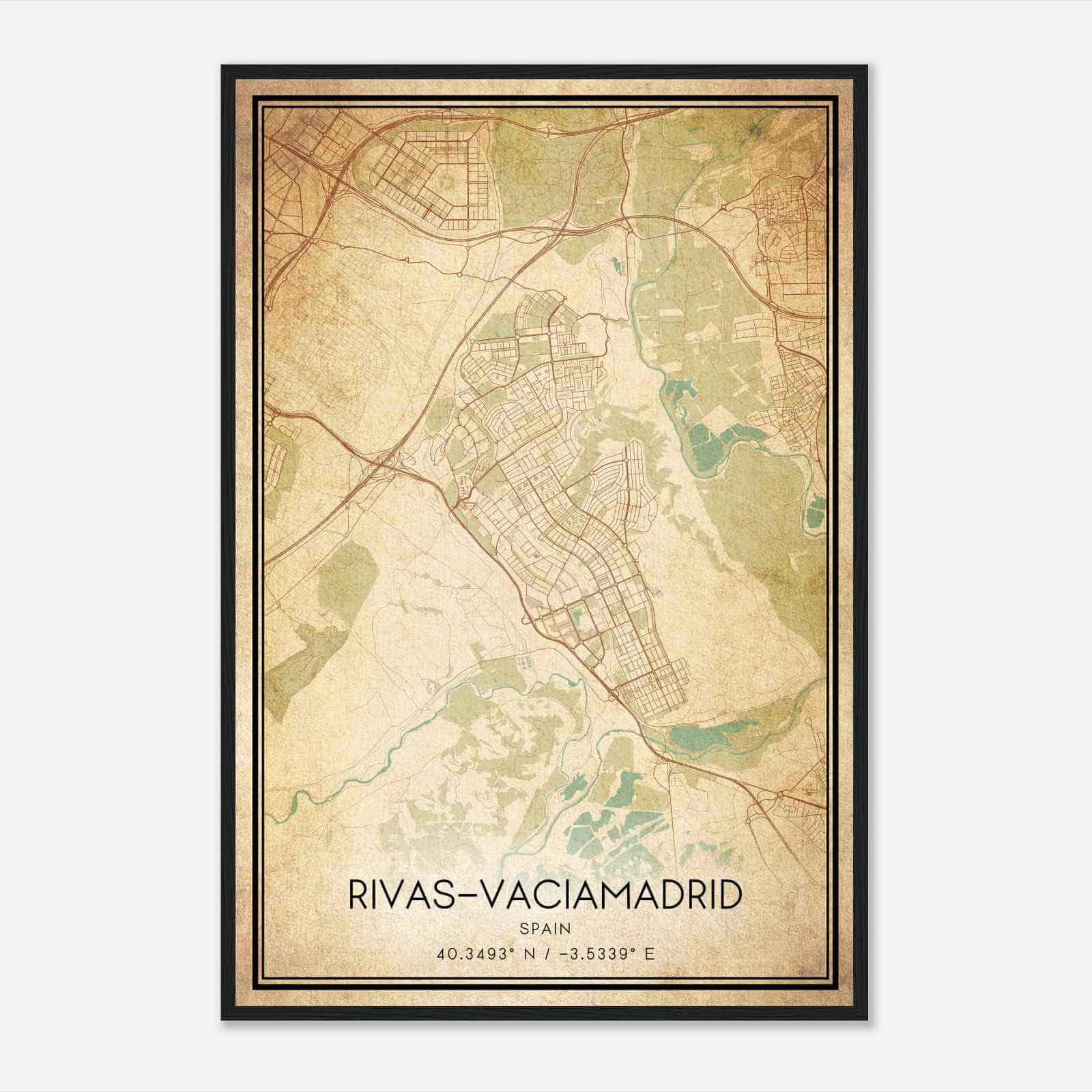Vintage Vaciamadrid Spain Map Poster, Vaciamadrid City Road Wall Art Print