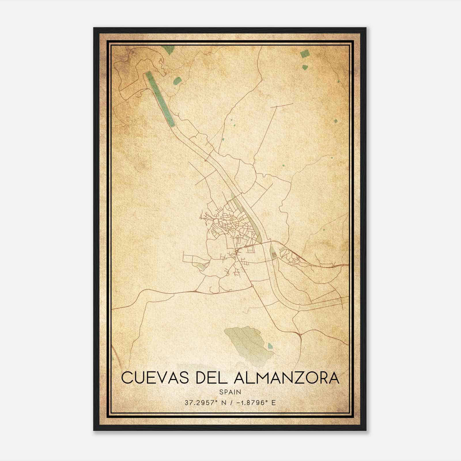 Vintage Cuevas del Almanzora Spain Map Poster, Cuevas del Almanzora City Road Wall Art Print