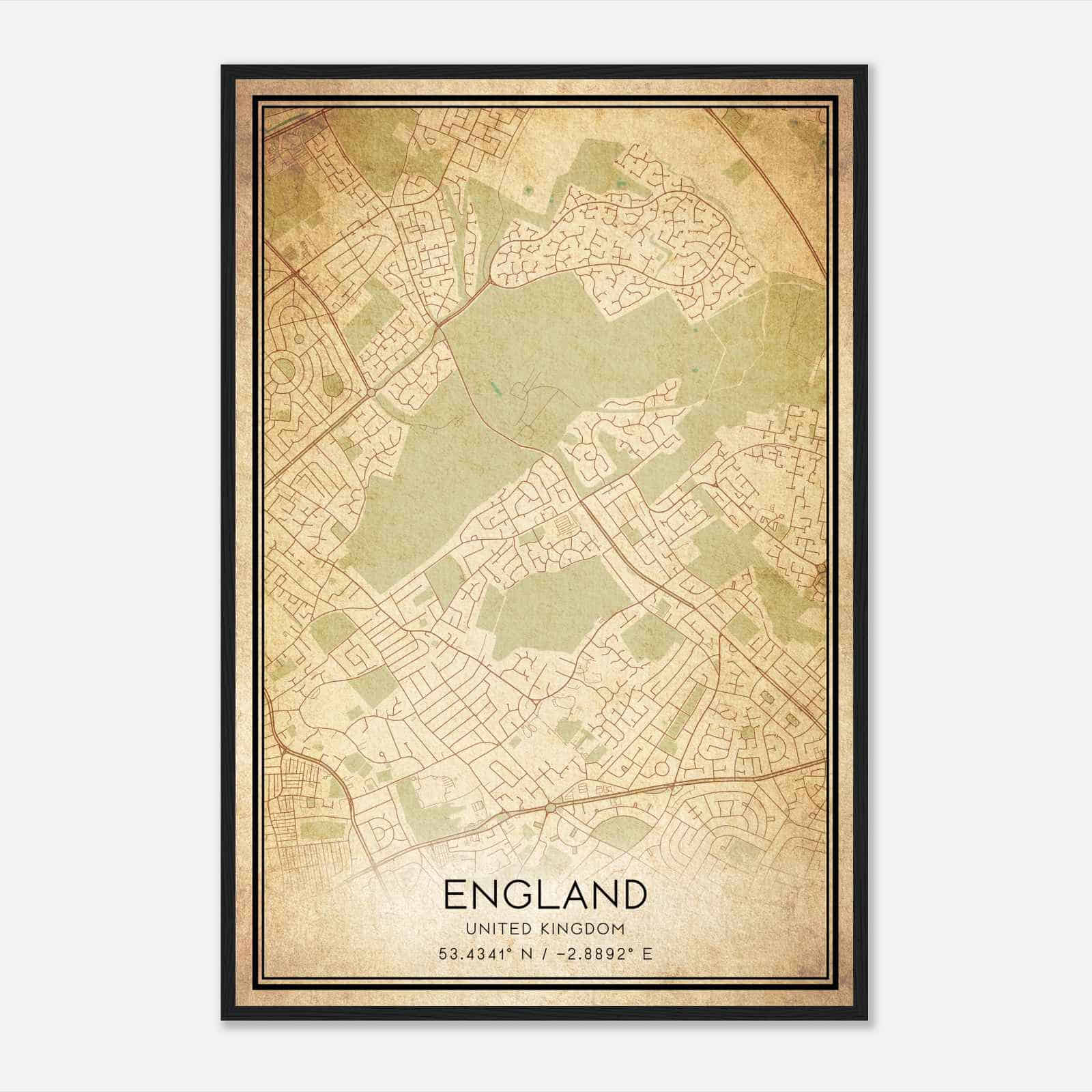 Vintage Deysbrook United Kingdom Map Poster, Deysbrook City Road Wall Art Print