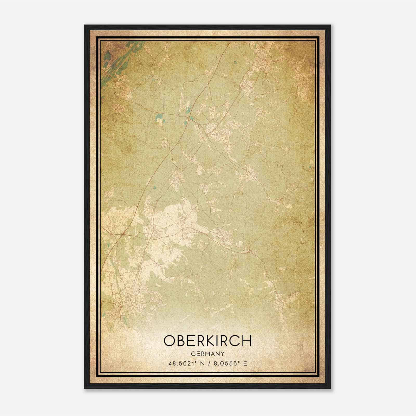 Vintage Oberkirch Germany Map Poster, Oberkirch City Road Wall Art Print