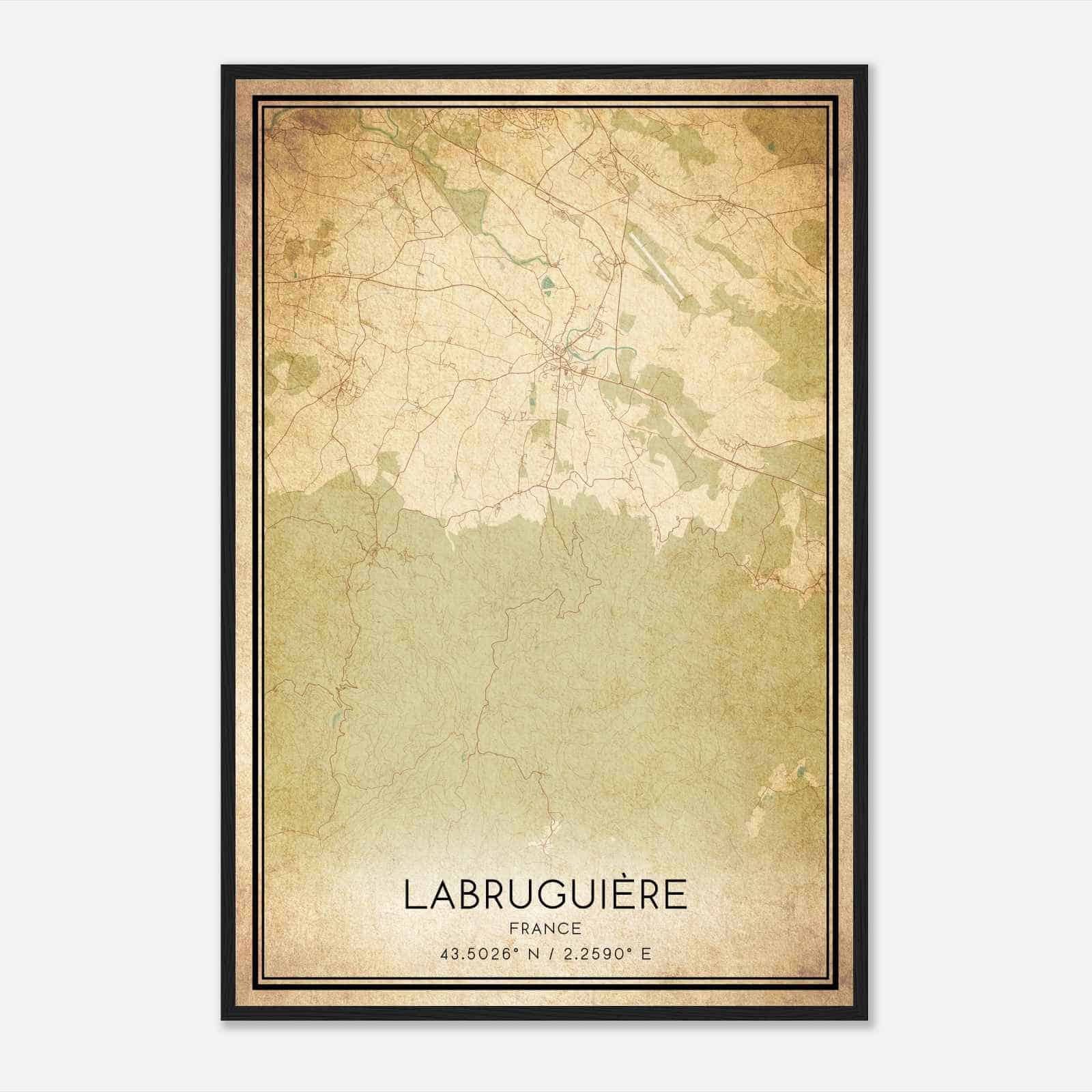 Vintage Labruguiere France Map Poster, Labruguiere City Road Wall Art Print