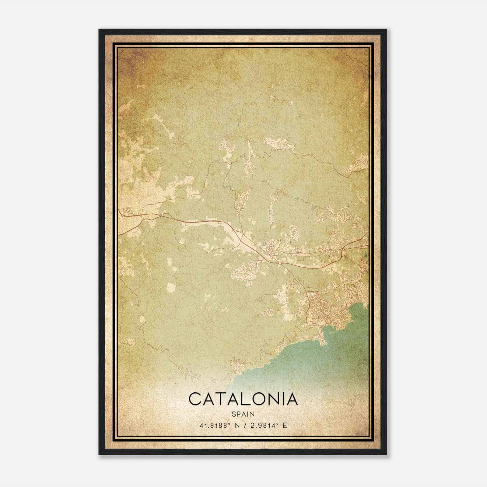 Vintage Santa Cristina de Aro Spain Map Poster, Santa Cristina de Aro City Road Wall Art Print