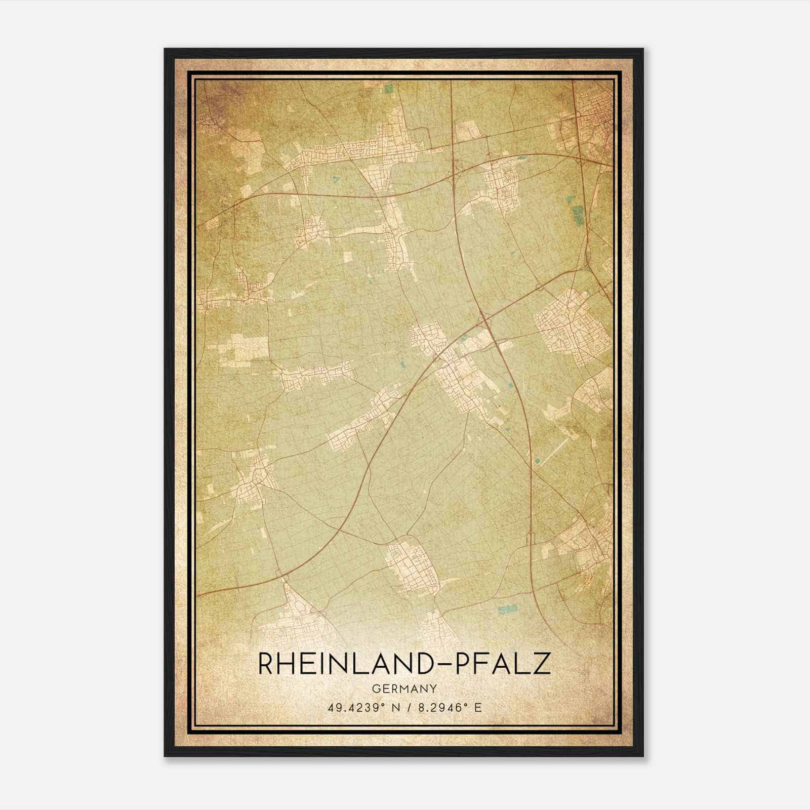 Vintage Dannstadt-Schauernheim Germany Map Poster, Dannstadt-Schauernheim City Road Wall Art Print