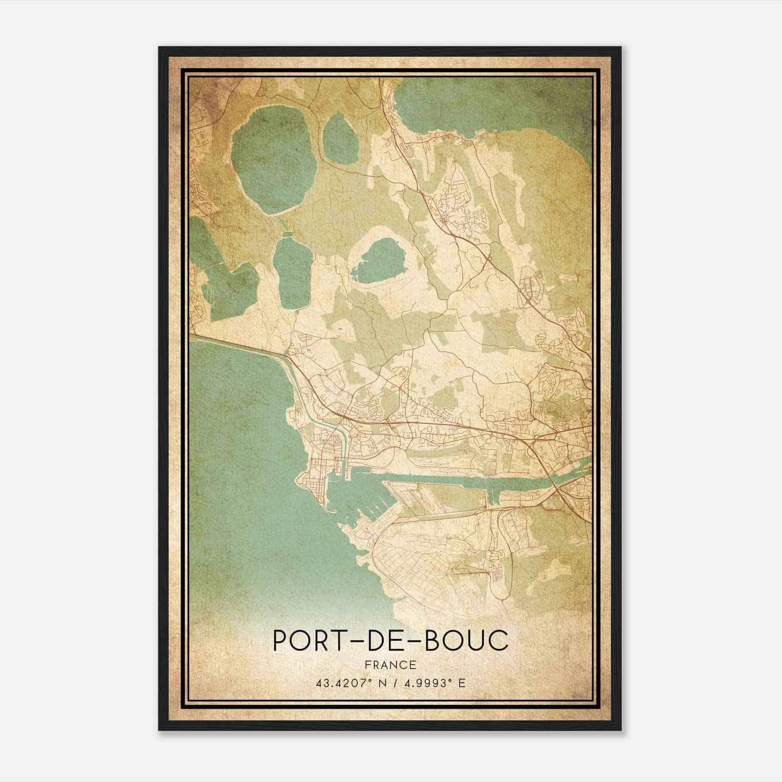 Vintage Port-de-Bouc France Map Poster, Port-de-Bouc City Road Wall Art Print