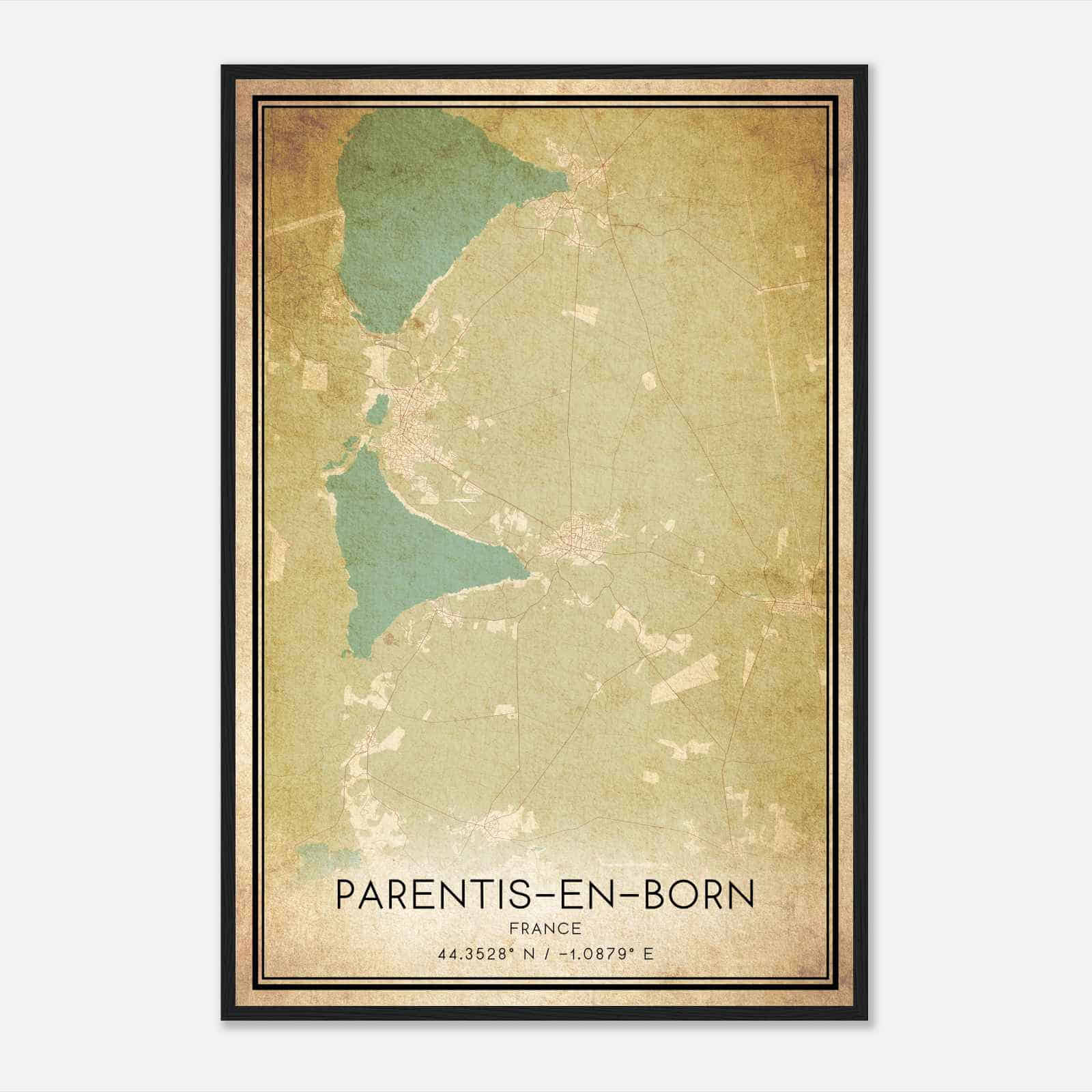 Vintage Parentis-en-Born France Map Poster, Parentis-en-Born City Road Wall Art Print