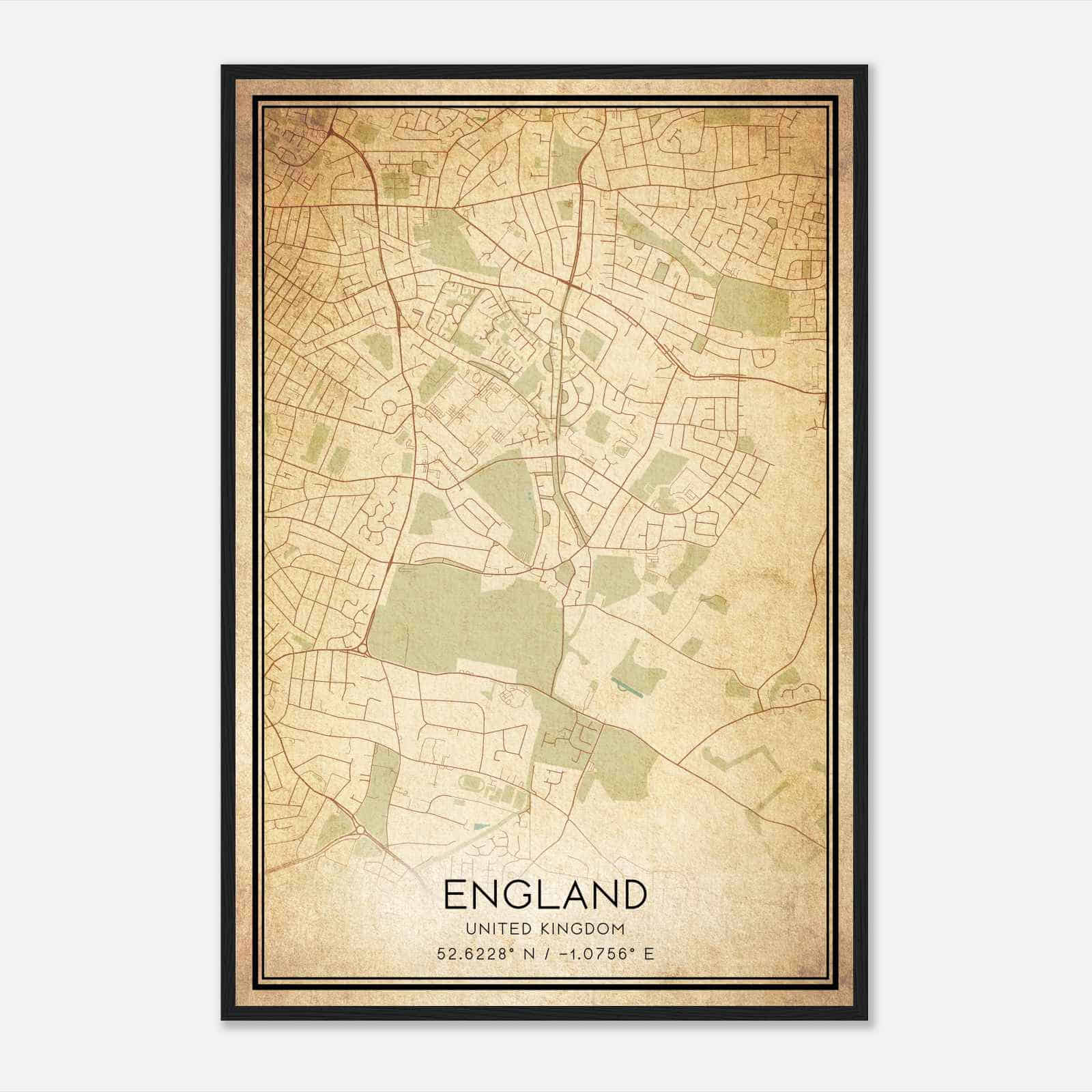Vintage Evington United Kingdom Map Poster, Evington City Road Wall Art Print Vintage Evington United Kingdom Map Poster, Evington City Road Wall Art Print