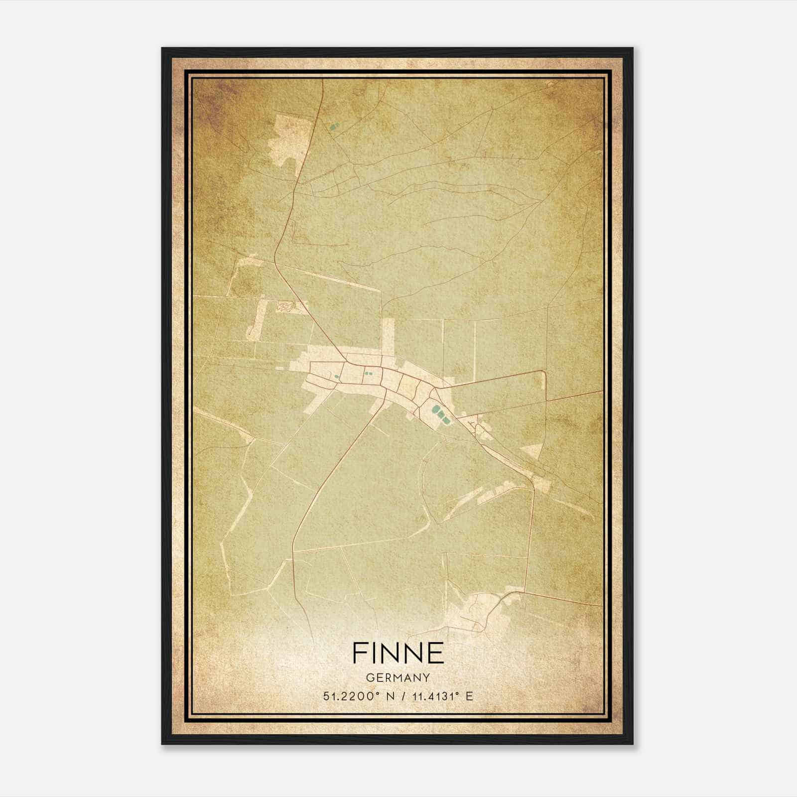 Vintage Lossa Germany Map Poster, Lossa City Road Wall Art Print