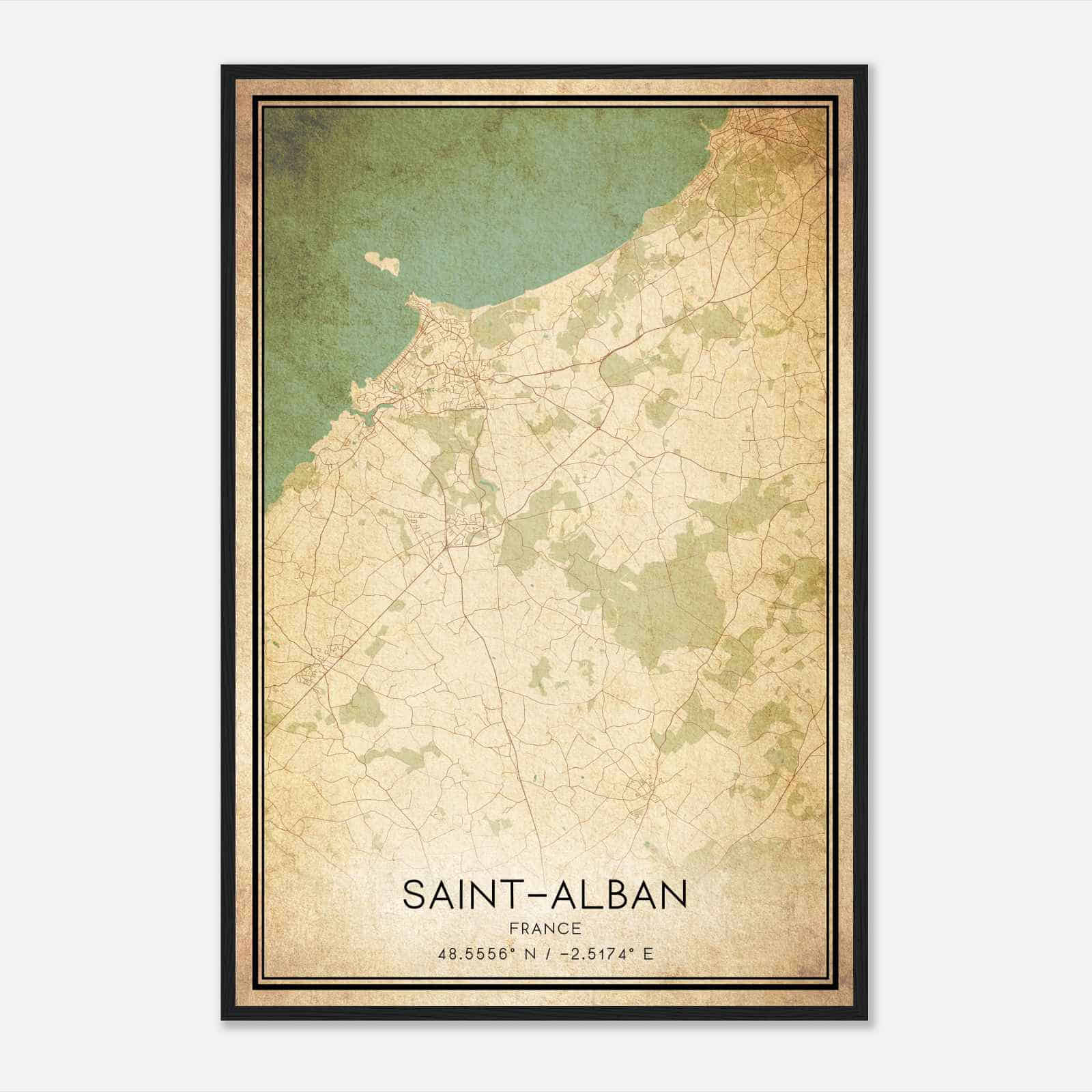 Vintage Saint-Alban France Map Poster, Saint-Alban City Road Wall Art Print