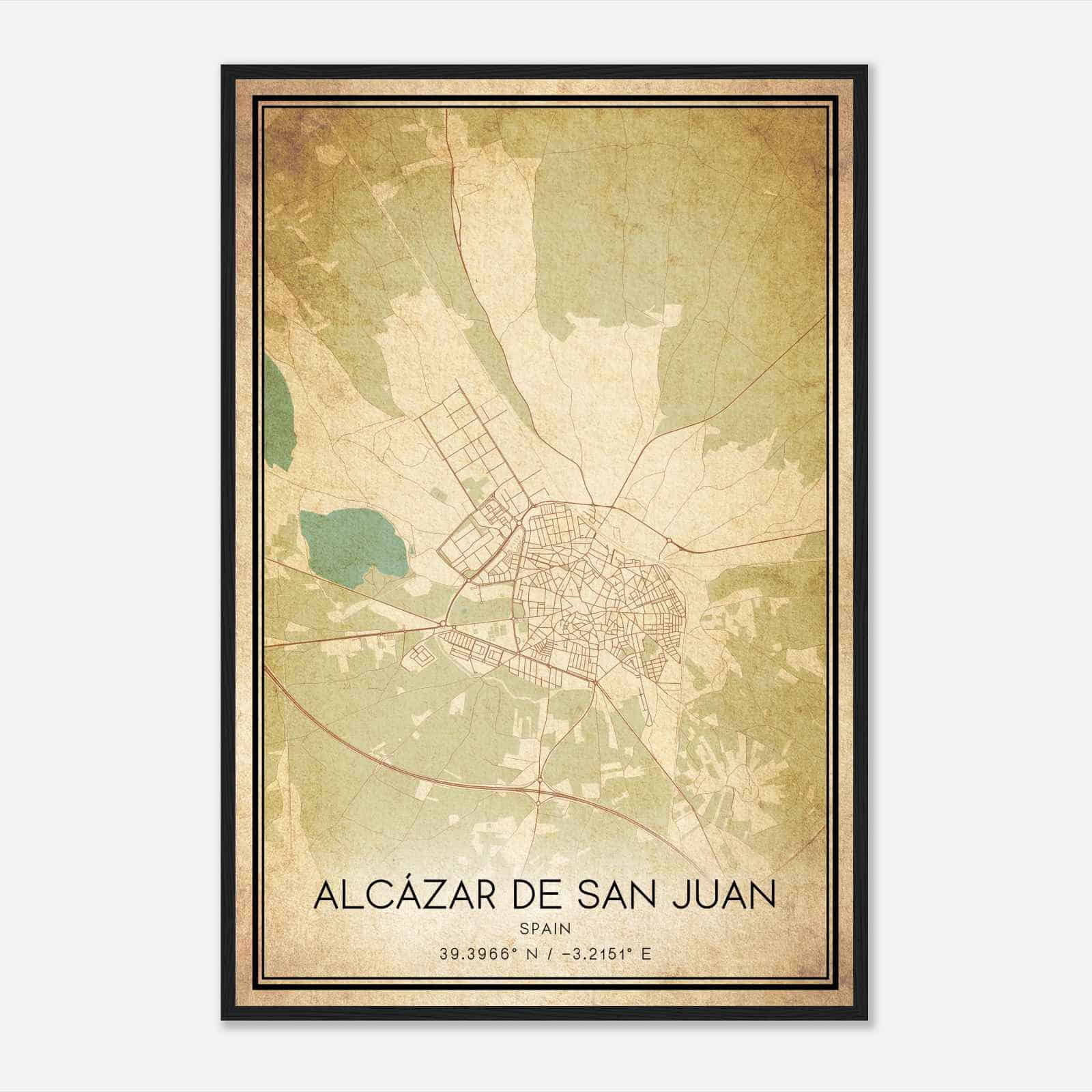 Vintage Alcazar de San Juan Spain Map Poster, Alcazar de San Juan City Road Wall Art Print Vintage Alcazar de San Juan Spain Map Poster, Alcazar de San Juan City Road Wall Art Print