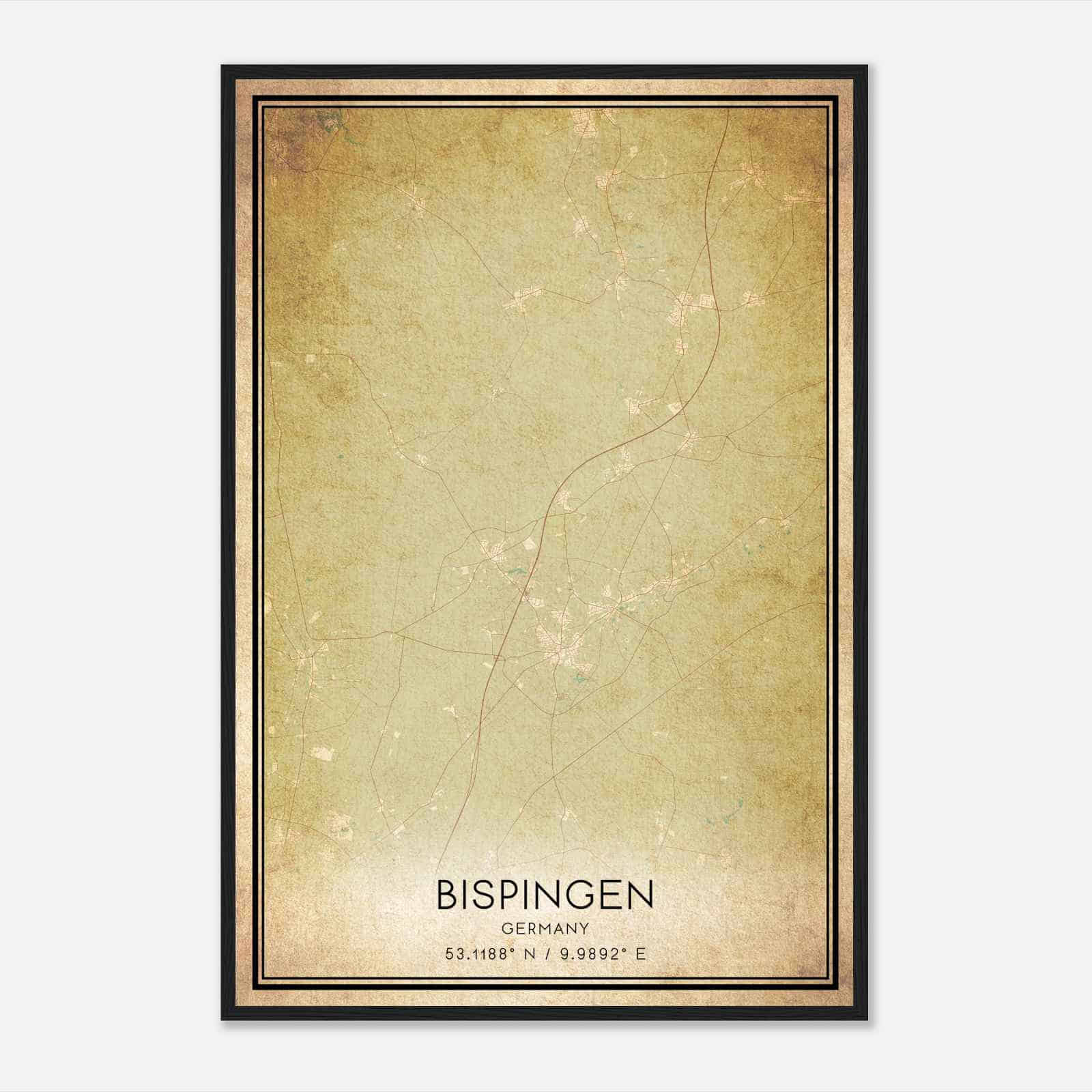 Vintage Bispingen Germany Map Poster, Bispingen City Road Wall Art Print