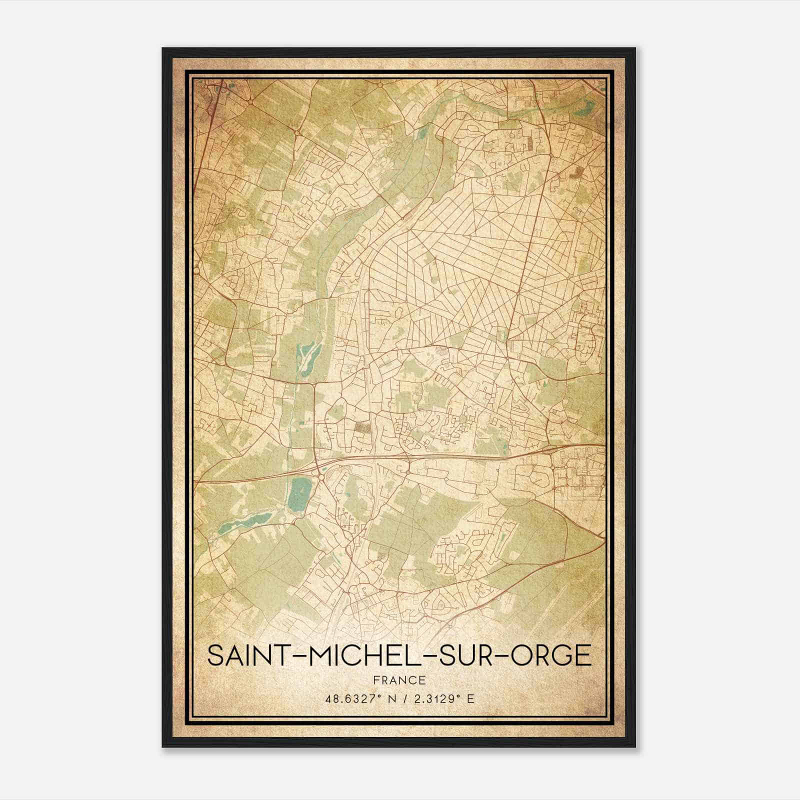 Vintage Saint-Michel-sur-Orge France Map Poster, Saint-Michel-sur-Orge City Road Wall Art Print