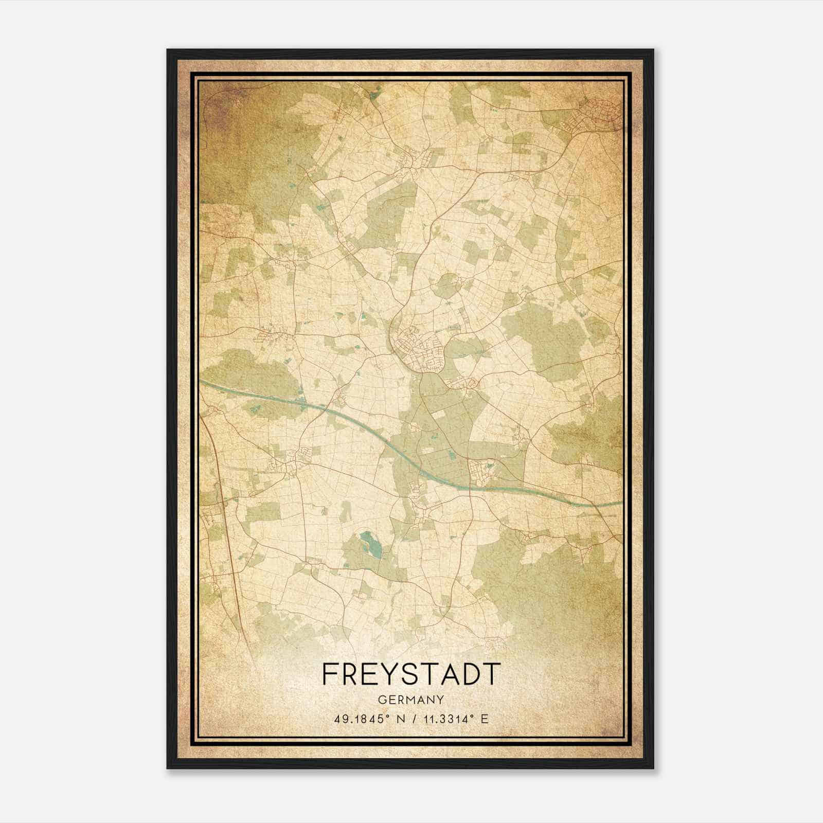 Vintage Freystadt Germany Map Poster, Freystadt City Road Wall Art Print