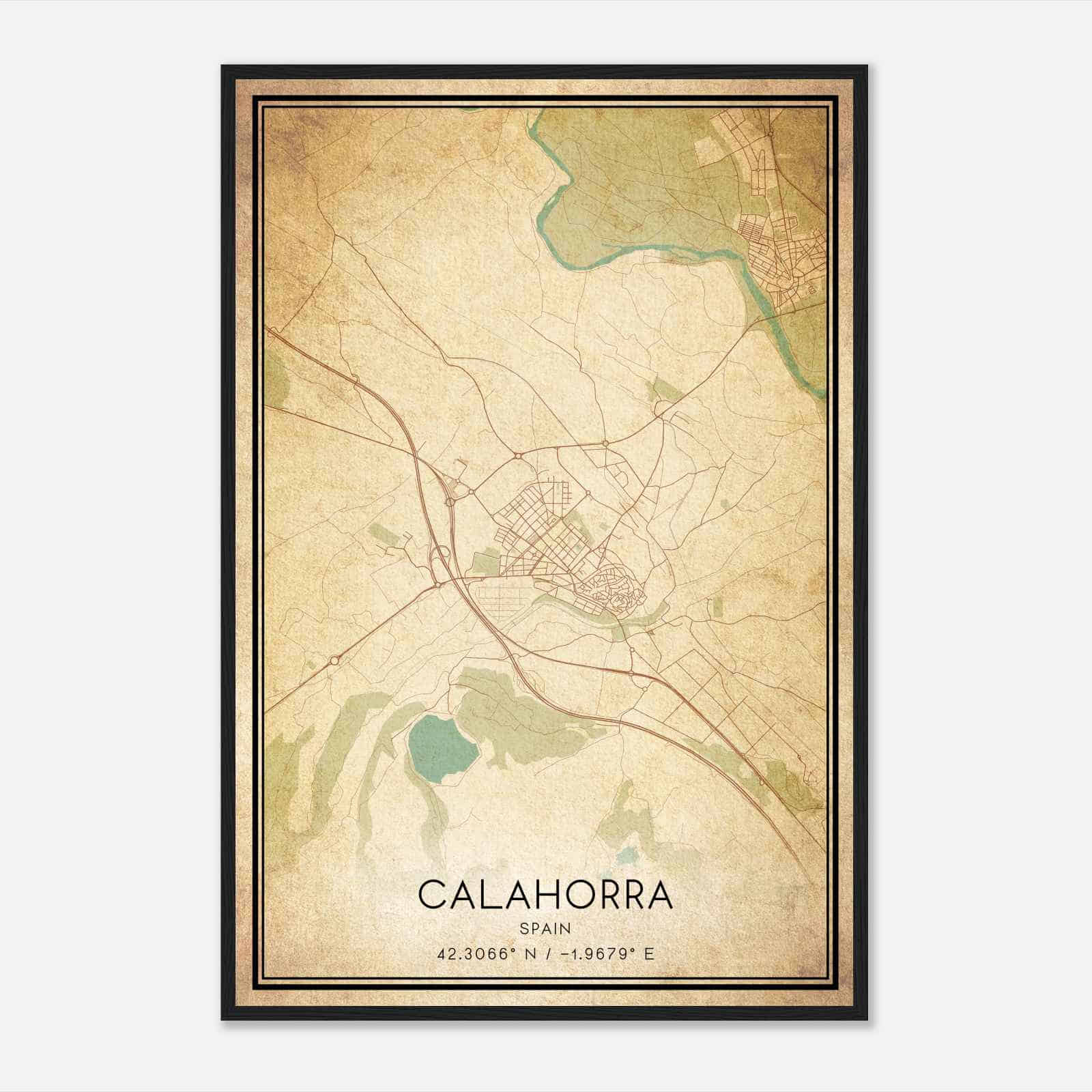 Vintage Calahorra Spain Map Poster, Calahorra City Road Wall Art Print