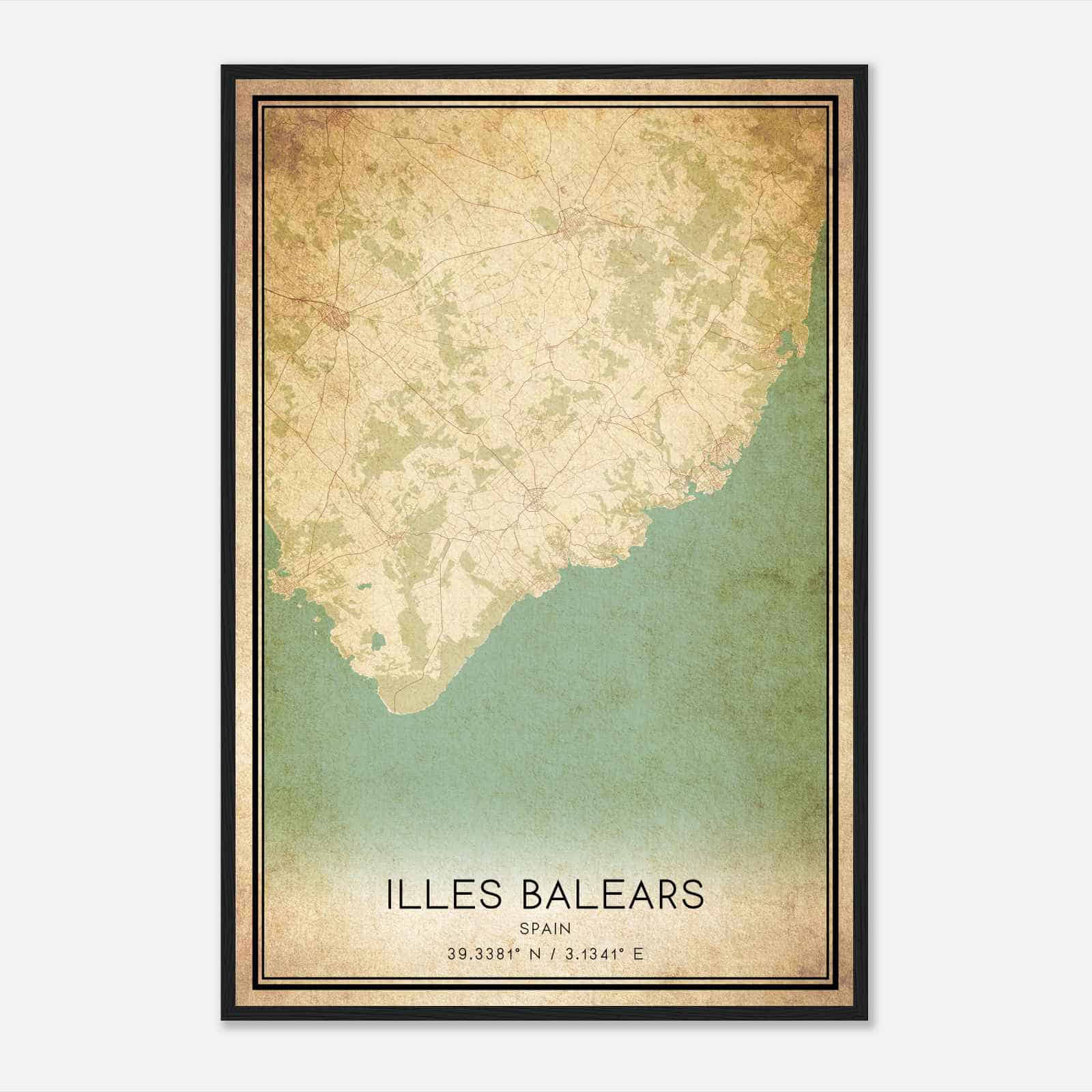 Vintage Santany Spain Map Poster, Santany City Road Wall Art Print