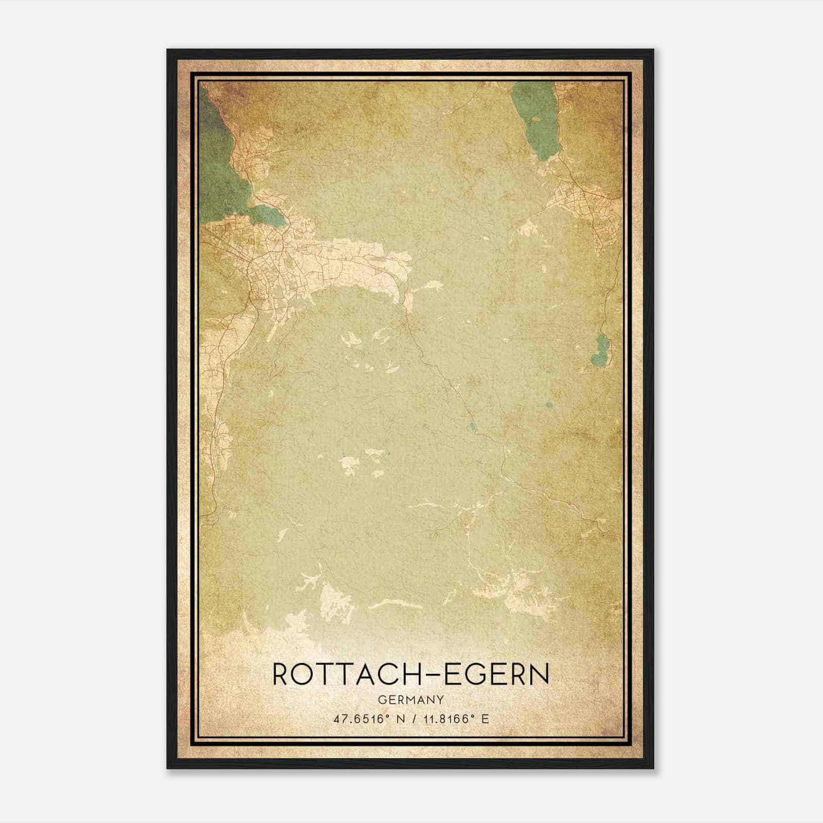 Vintage Rottach-Egern Germany Map Poster, Rottach-Egern City Road Wall Art Print