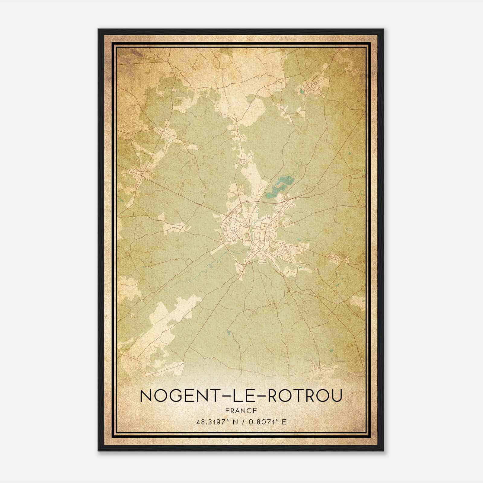 Vintage Nogent-le-Rotrou France Map Poster, Nogent-le-Rotrou City Road Wall Art Print