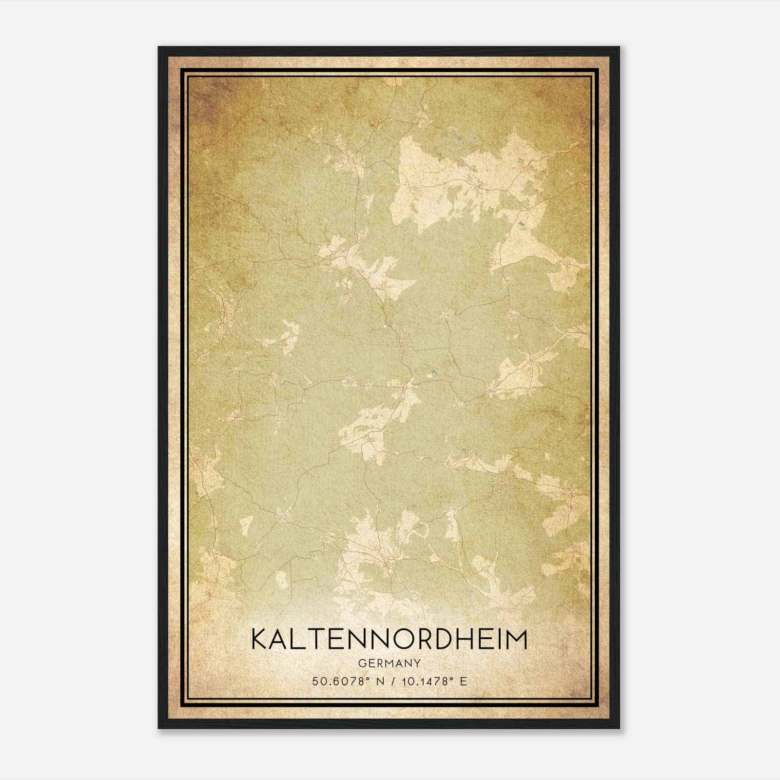 Vintage Kaltennordheim Germany Map Poster, Kaltennordheim City Road Wall Art Print