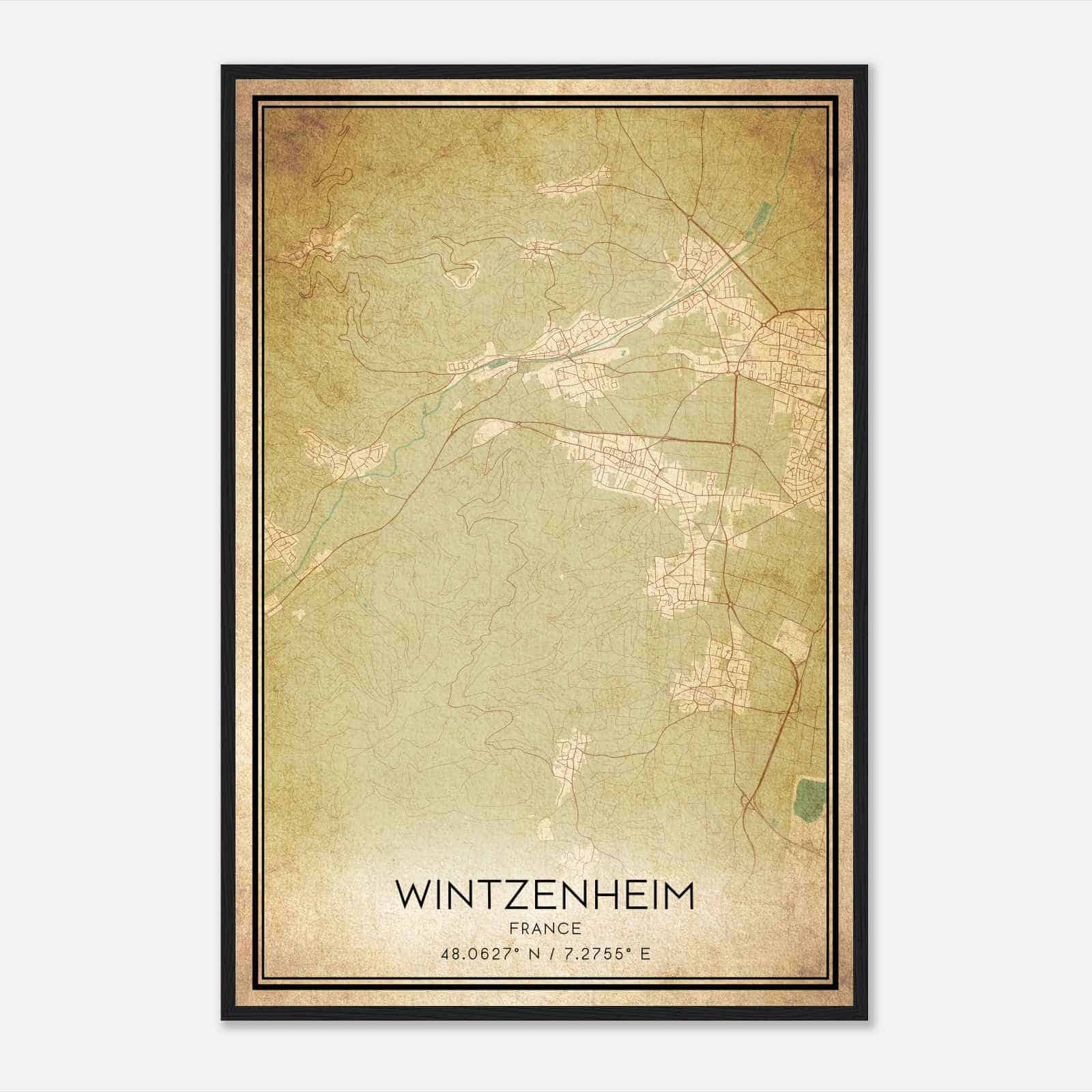 Vintage Wintzenheim France Map Poster, Wintzenheim City Road Wall Art Print
