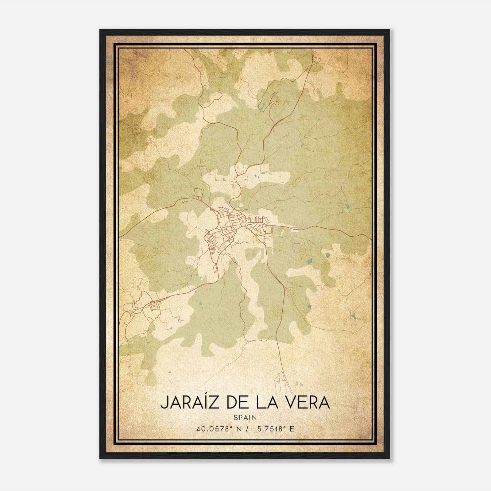 Vintage Jaraiz de la Vera Spain Map Poster, Jaraiz de la Vera City Road Wall Art Print Vintage Jaraiz de la Vera Spain Map Poster, Jaraiz de la Vera City Road Wall Art Print
