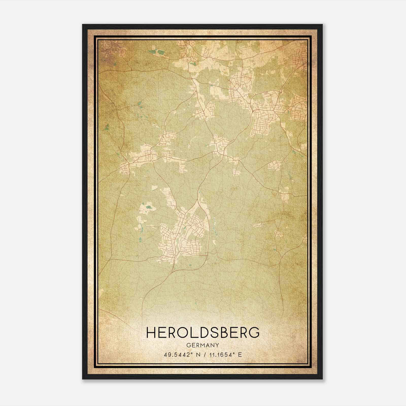 Vintage Heroldsberg Germany Map Poster, Heroldsberg City Road Wall Art Print