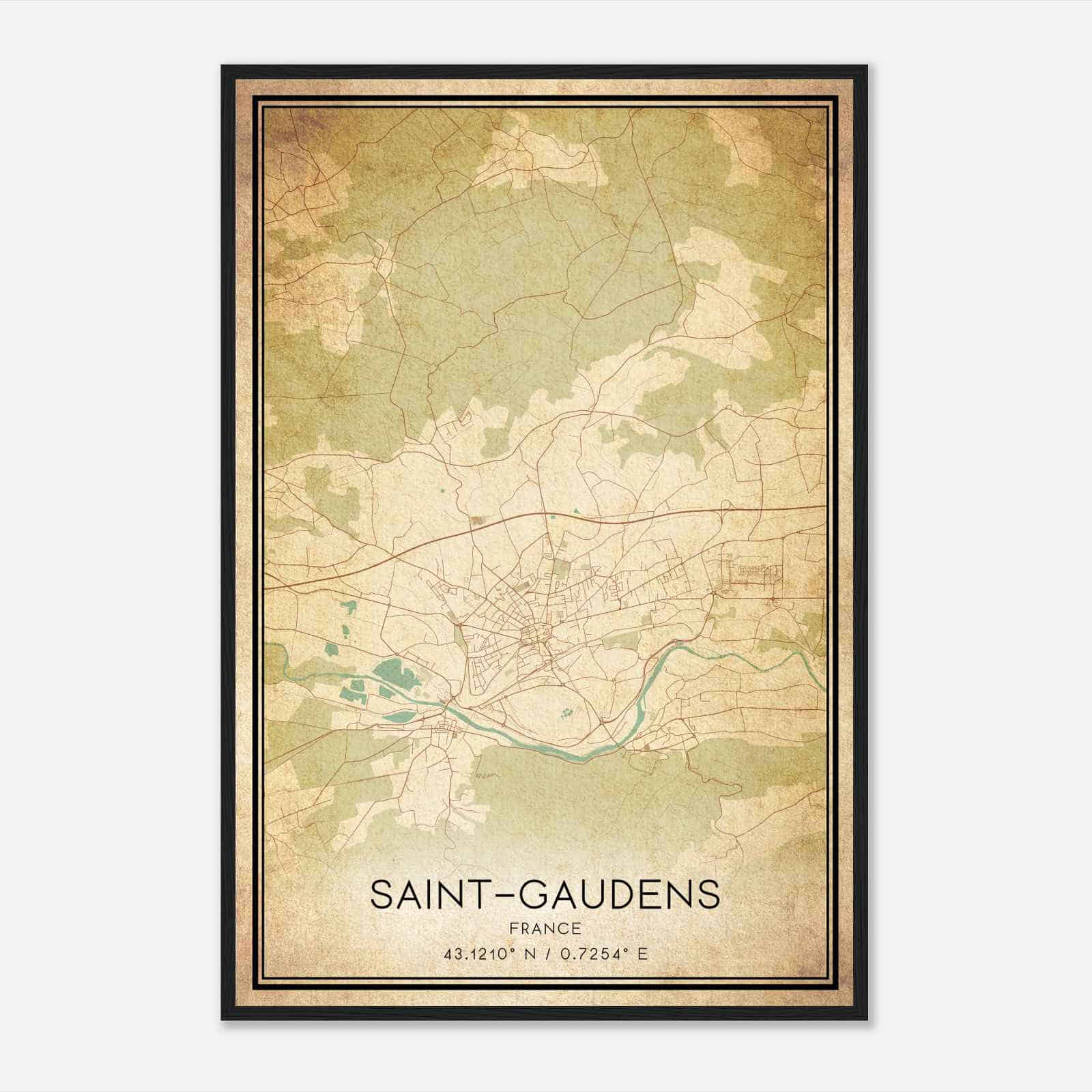 Vintage Saint-Gaudens France Map Poster, Saint-Gaudens City Road Wall Art Print