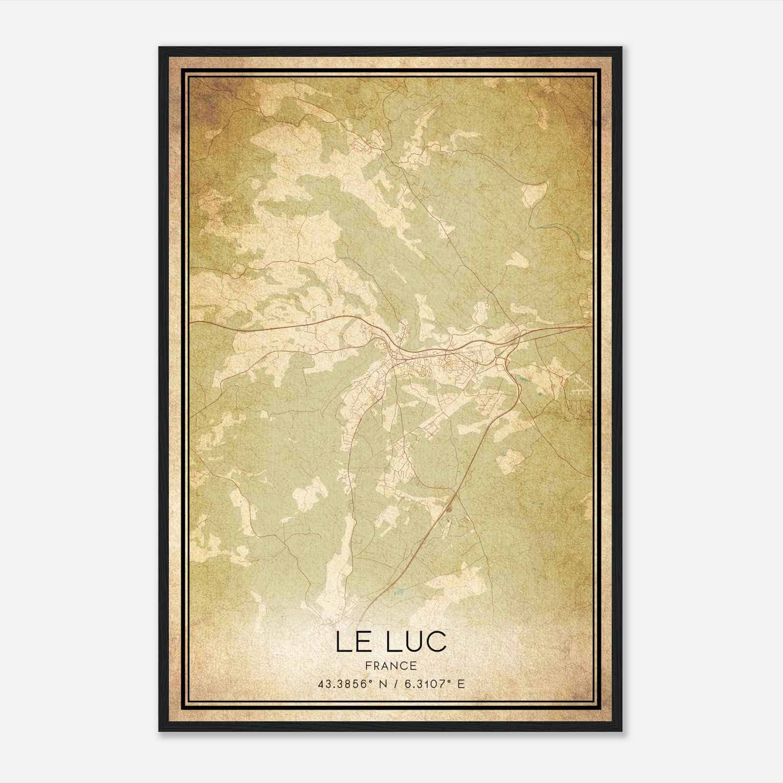 Vintage Le Luc France Map Poster, Le Luc City Road Wall Art Print