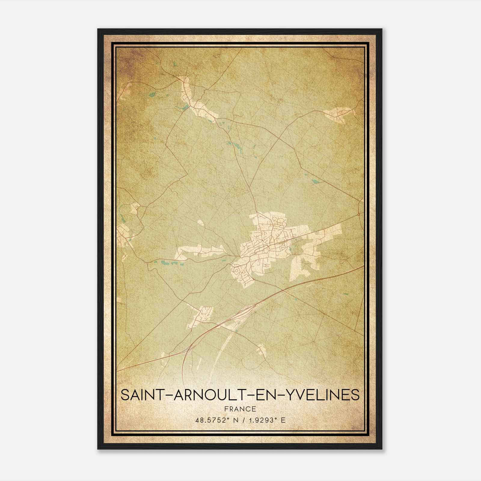 Vintage Saint-Arnoult-en-Yvelines France Map Poster, Saint-Arnoult-en-Yvelines City Road Wall Art Print