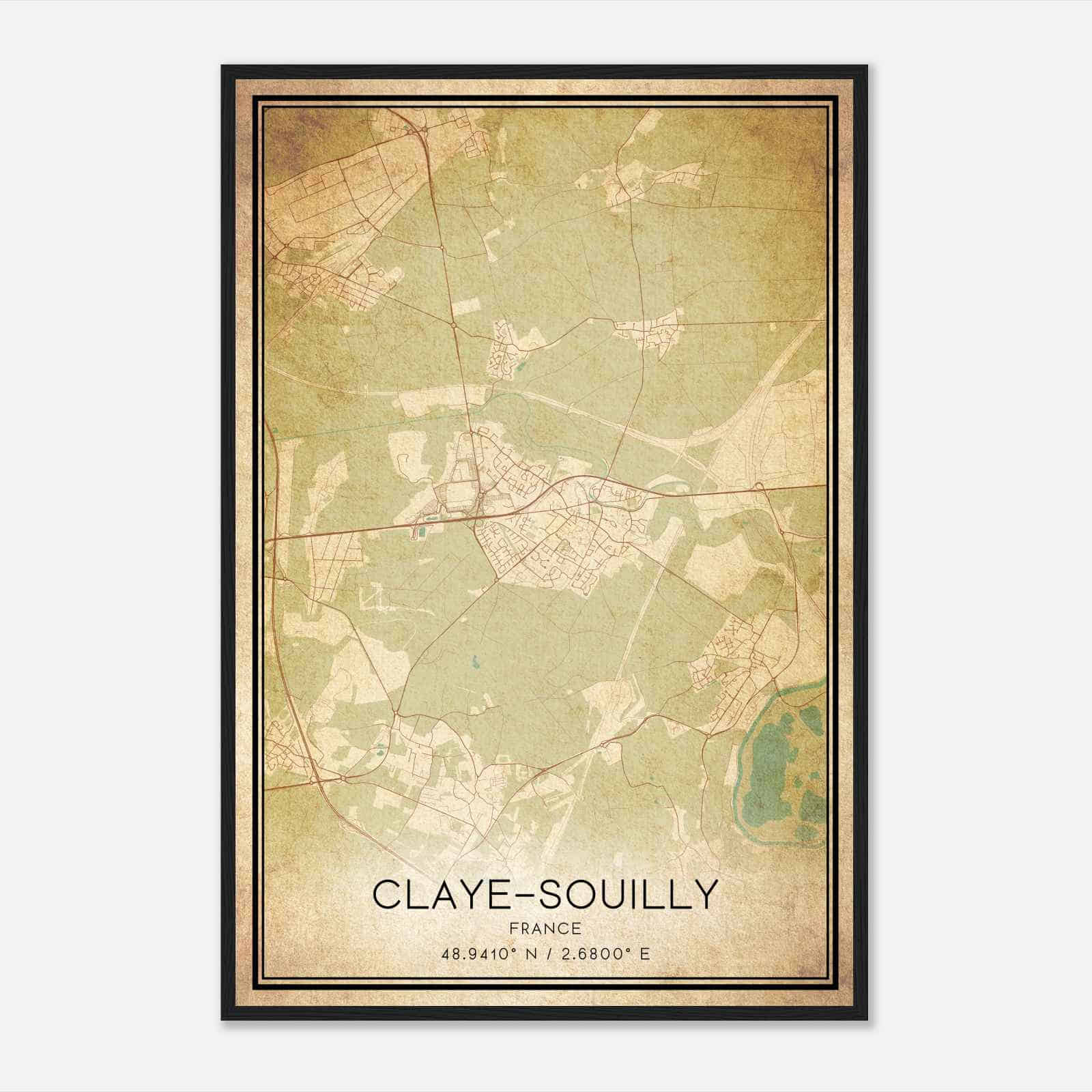 Vintage Claye-Souilly France Map Poster, Claye-Souilly City Road Wall Art Print Vintage Claye-Souilly France Map Poster, Claye-Souilly City Road Wall Art Print