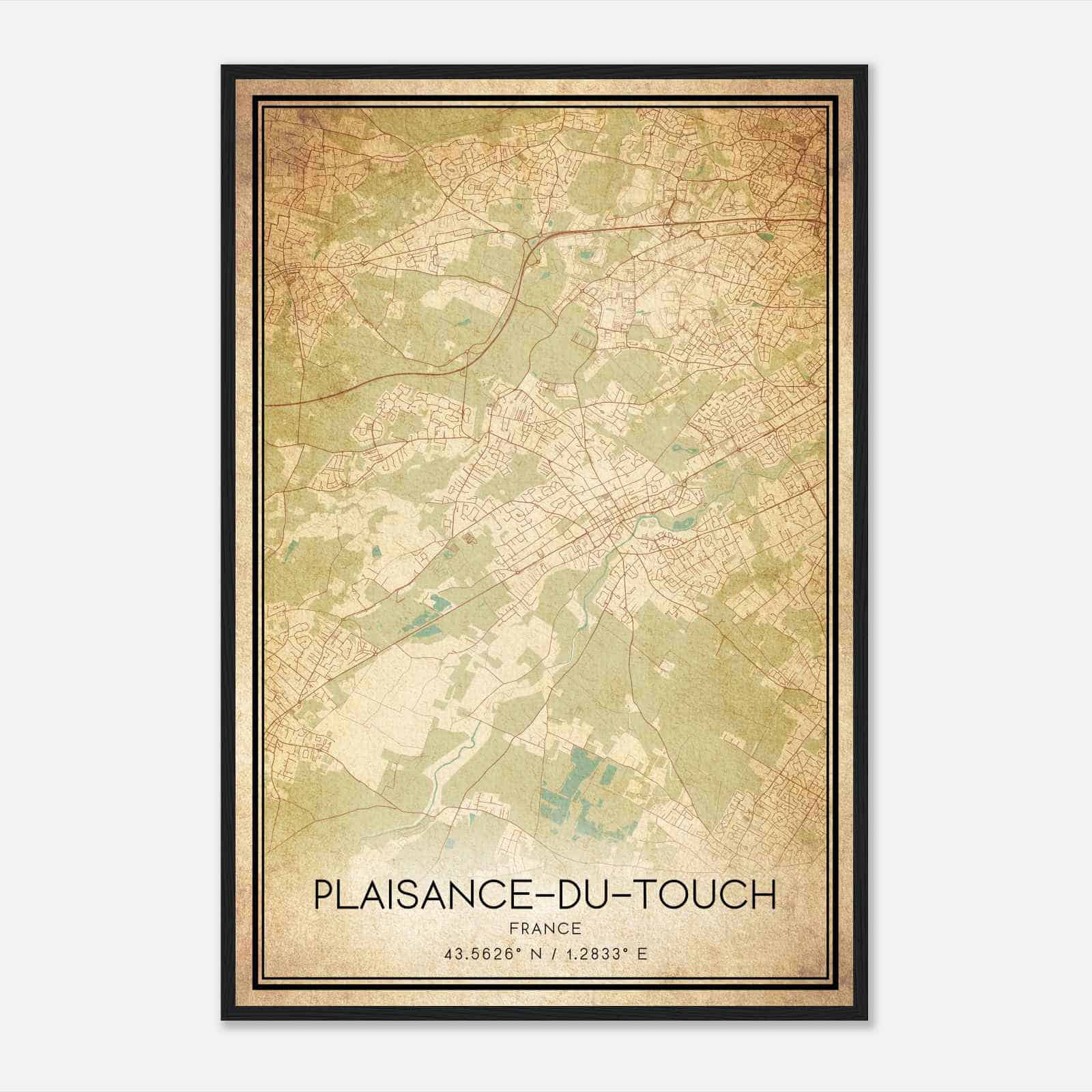 Vintage Plaisance-du-Touch France Map Poster, Plaisance-du-Touch City Road Wall Art Print