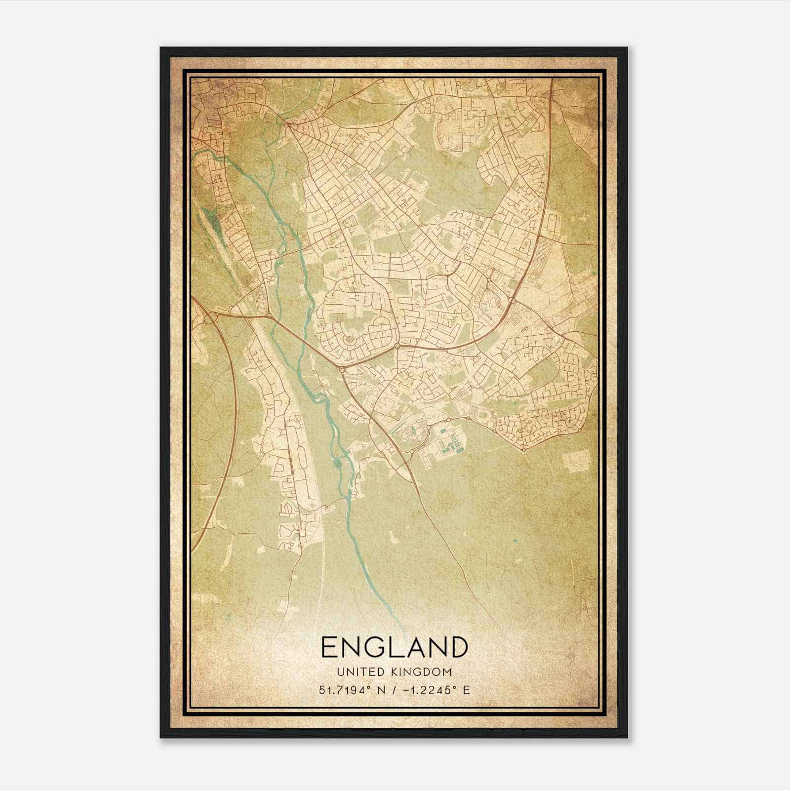Vintage Littlemore United Kingdom Map Poster, Littlemore City Road Wall Art Print