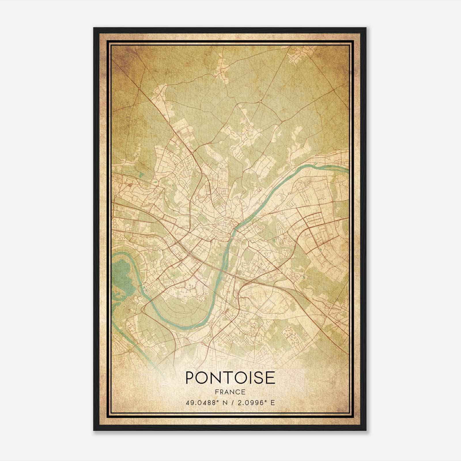 Vintage Pontoise France Map Poster, Pontoise City Road Wall Art Print Vintage Pontoise France Map Poster, Pontoise City Road Wall Art Print