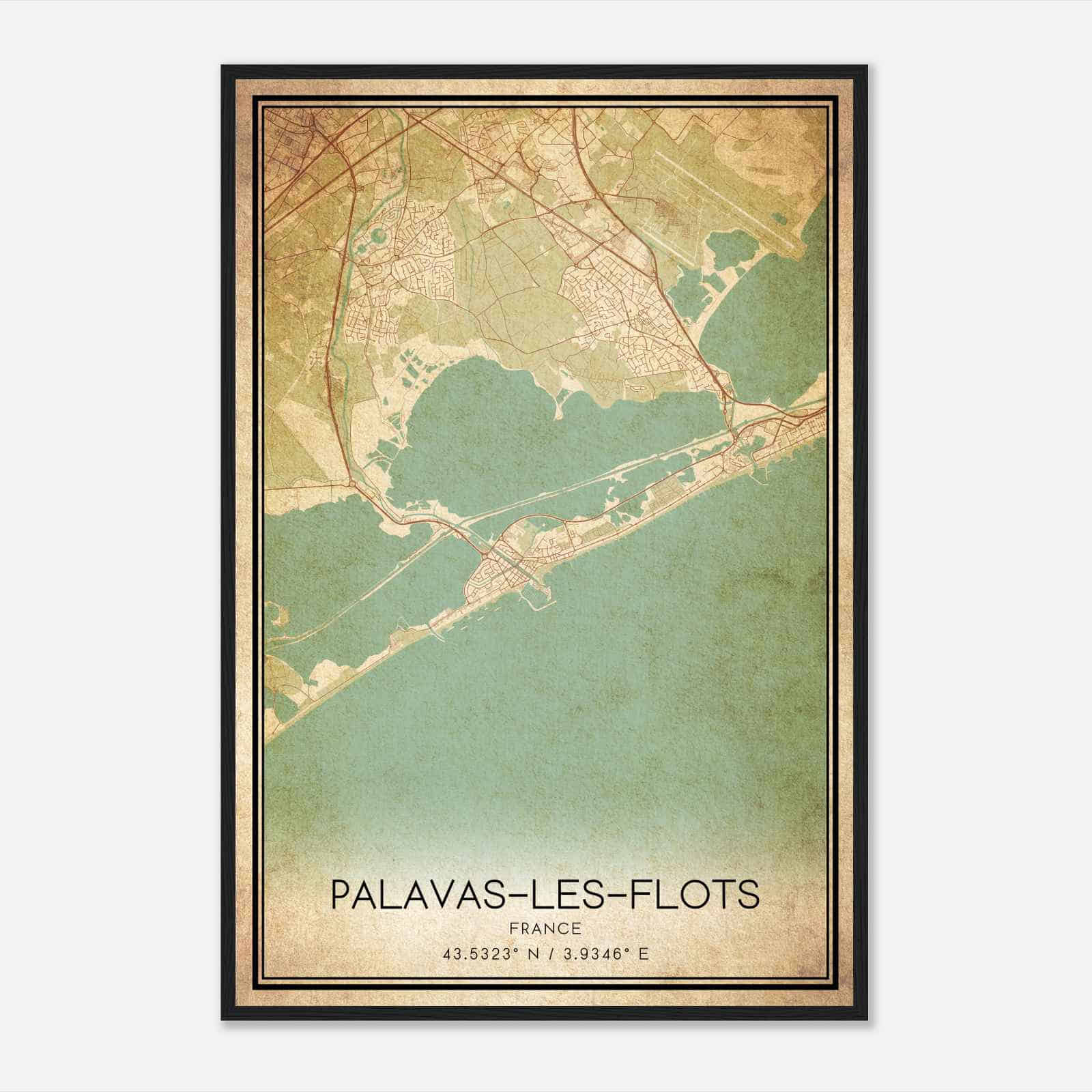 Vintage Palavas-les-Flots France Map Poster, Palavas-les-Flots City Road Wall Art Print