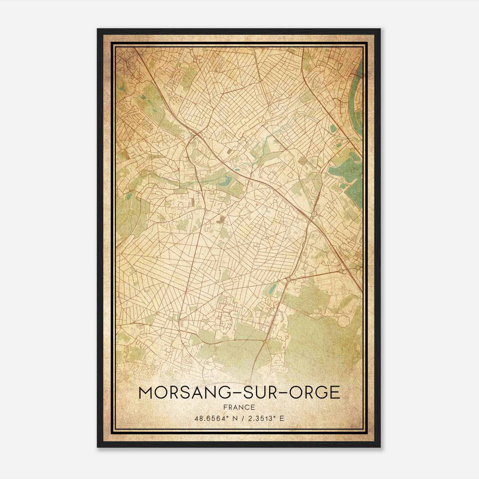 Vintage Morsang-sur-Orge France Map Poster, Morsang-sur-Orge City Road Wall Art Print