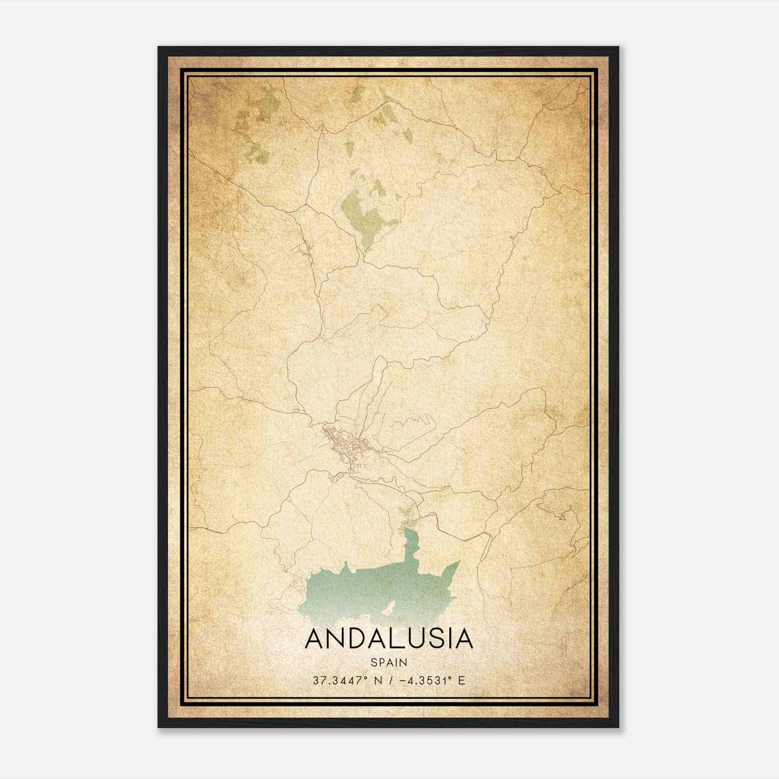 Vintage Rute Spain Map Poster, Rute City Road Wall Art Print
