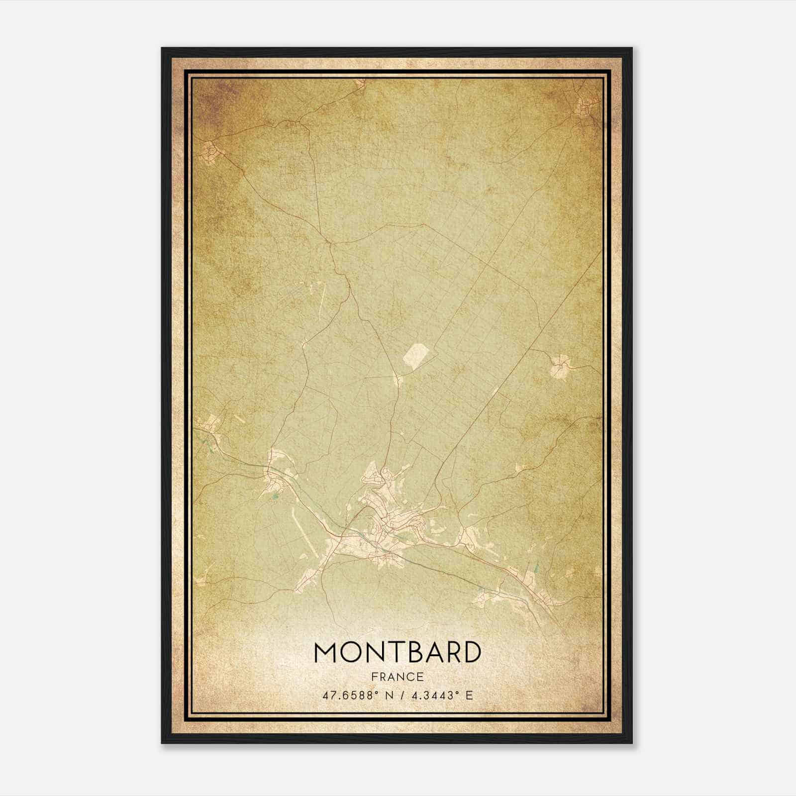 Vintage Montbard France Map Poster, Montbard City Road Wall Art Print Vintage Montbard France Map Poster, Montbard City Road Wall Art Print