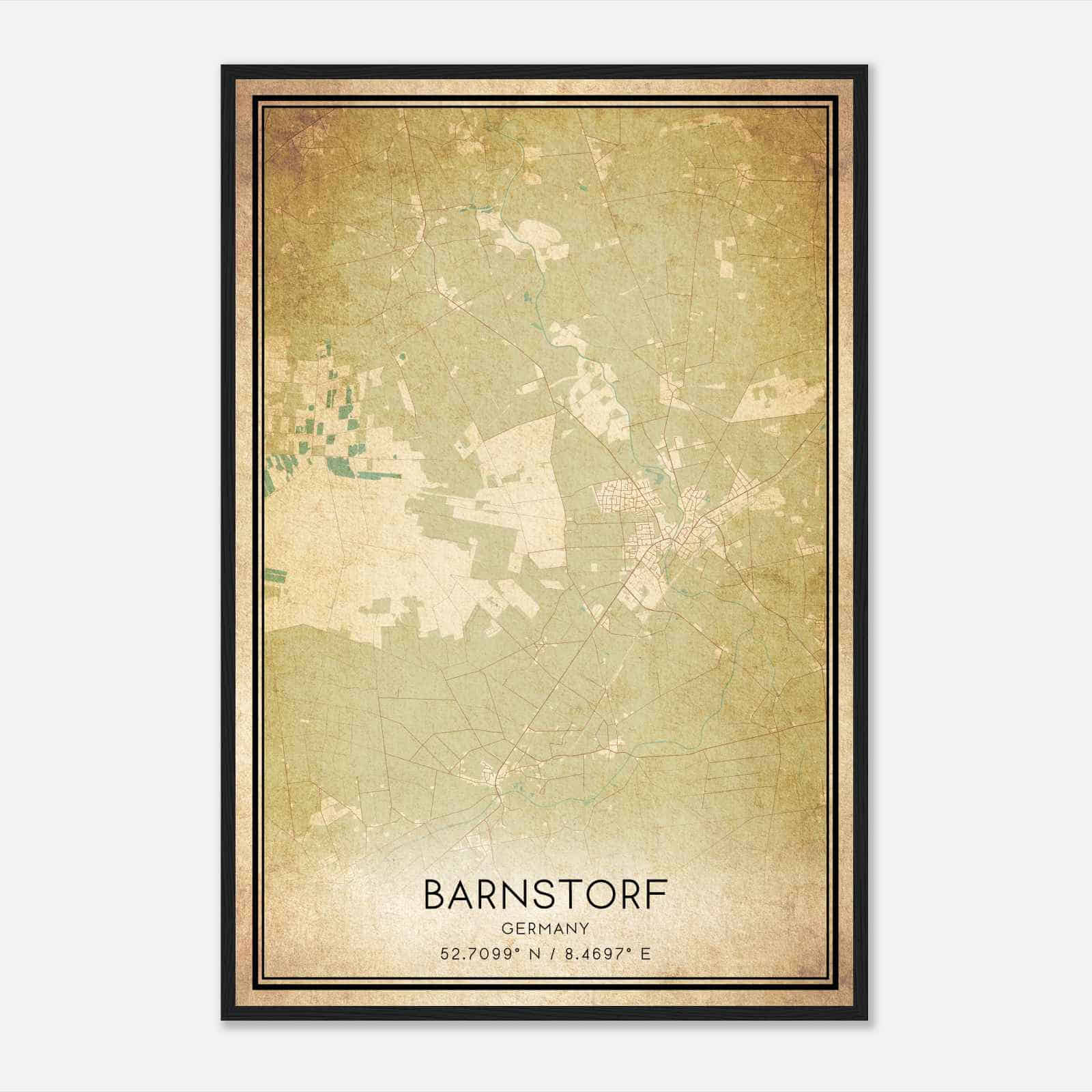 Vintage Barnstorf Germany Map Poster, Barnstorf City Road Wall Art Print