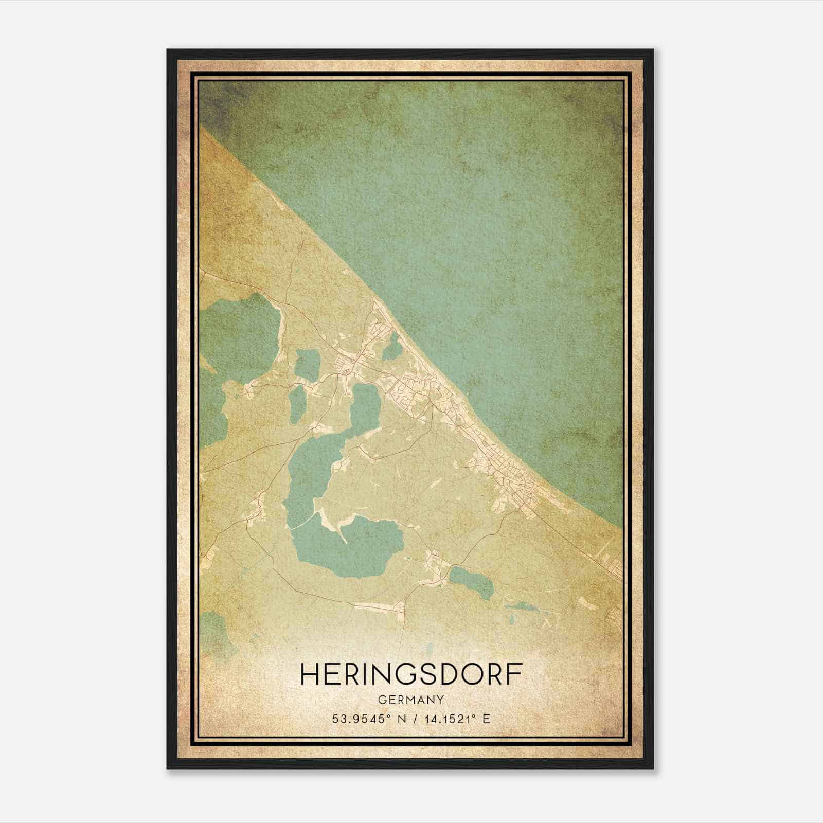 Vintage Seebad Heringsdorf Germany Map Poster, Seebad Heringsdorf City Road Wall Art Print