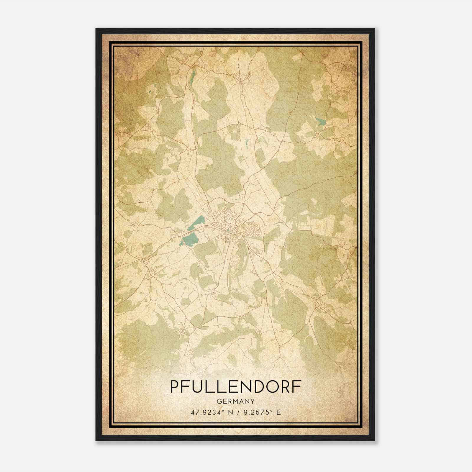 Vintage Pfullendorf Germany Map Poster, Pfullendorf City Road Wall Art Print