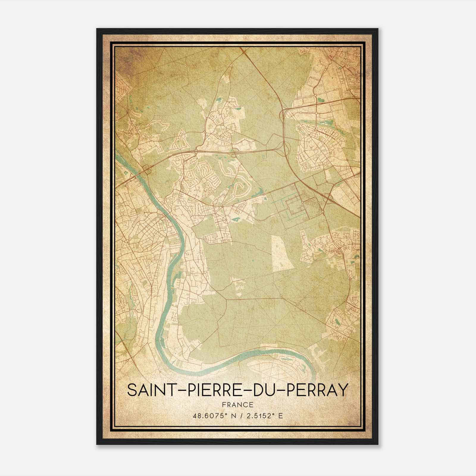 Vintage Saint-Pierre-du-Perray France Map Poster, Saint-Pierre-du-Perray City Road Wall Art Print