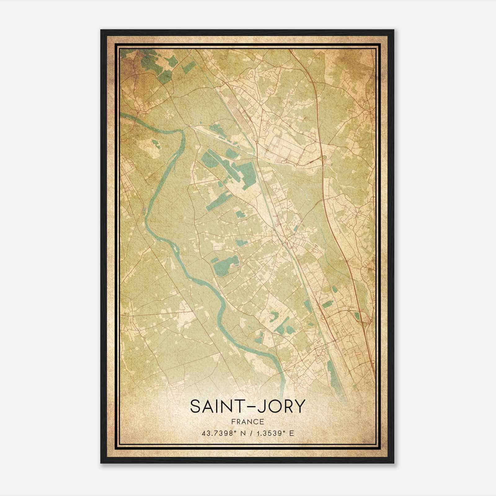 Vintage Saint-Jory France Map Poster, Saint-Jory City Road Wall Art Print