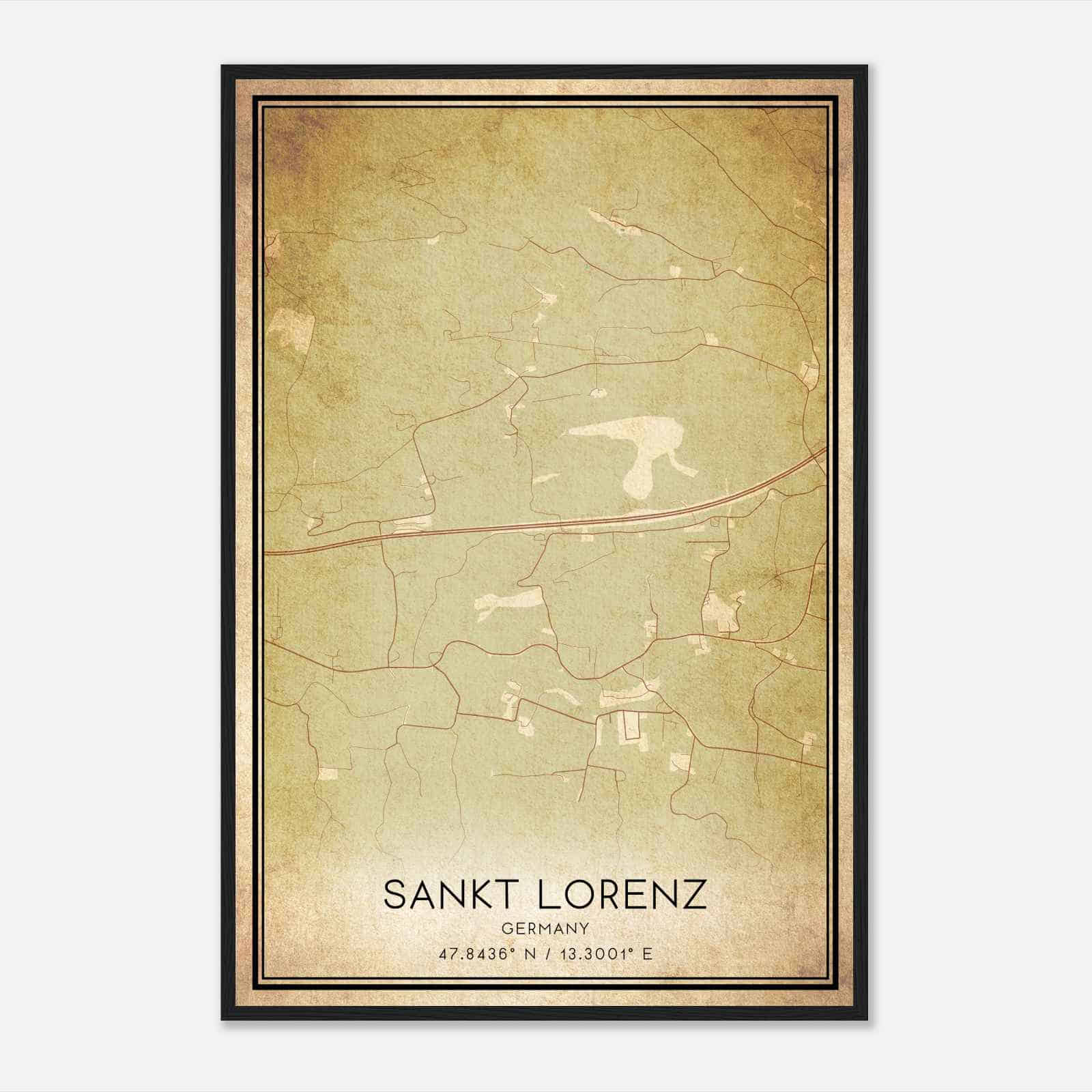 Vintage Edingerhof Germany Map Poster, Edingerhof City Road Wall Art Print