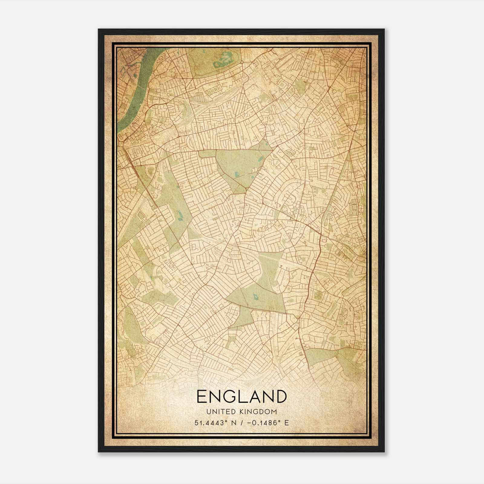 Vintage Balham United Kingdom Map Poster, Balham City Road Wall Art Print