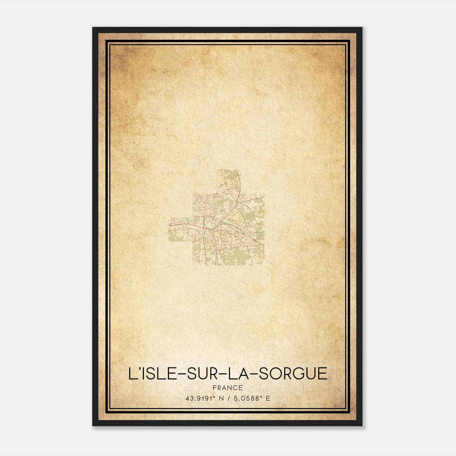 Vintage L’Isle-sur-la-Sorgue France Map Poster, L’Isle-sur-la-Sorgue City Road Wall Art Print