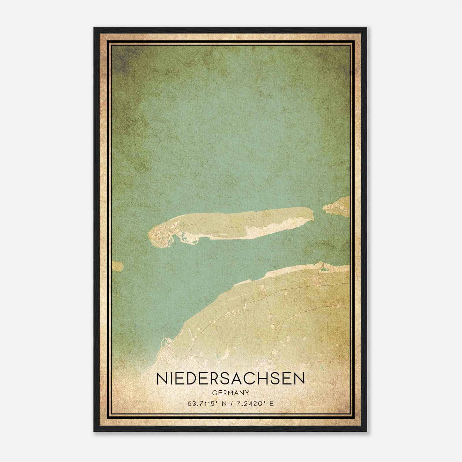 Vintage Norderney Germany Map Poster, Norderney City Road Wall Art Print