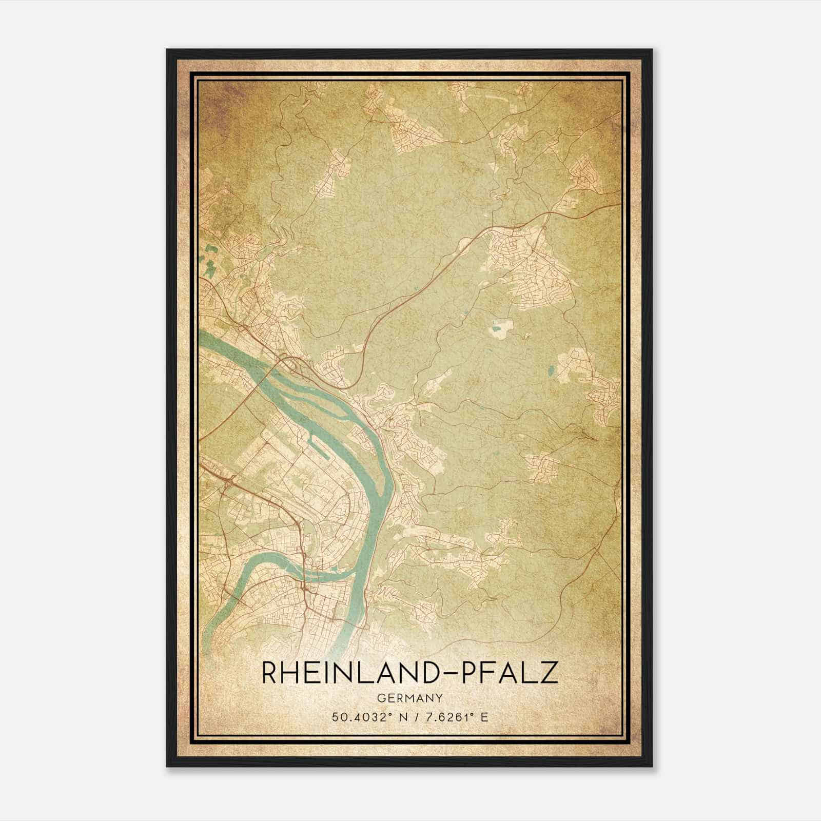 Vintage Vallendar Germany Map Poster, Vallendar City Road Wall Art Print