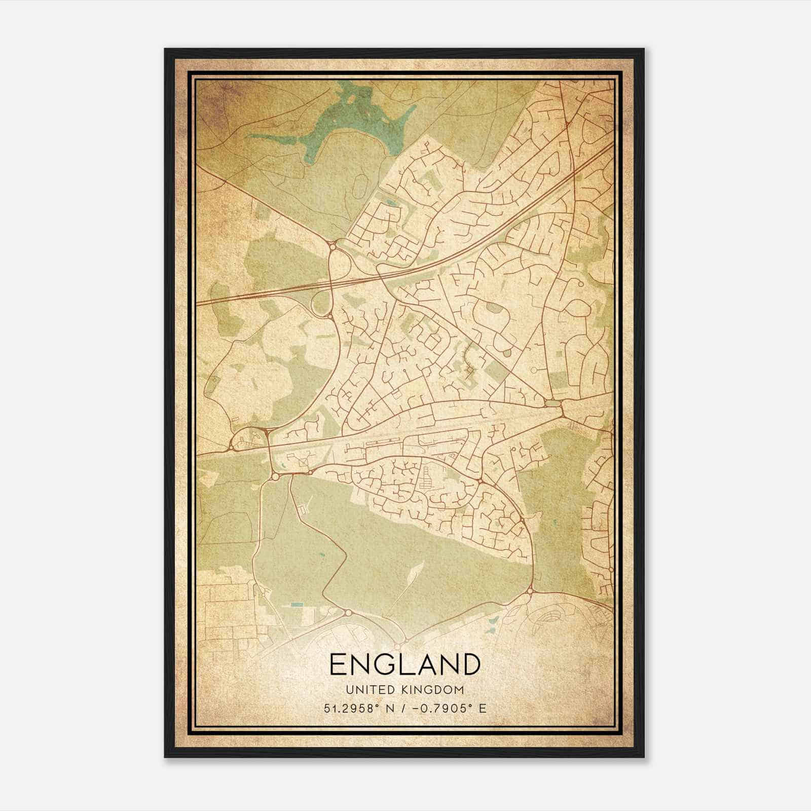 Vintage Cove United Kingdom Map Poster, Cove City Road Wall Art Print